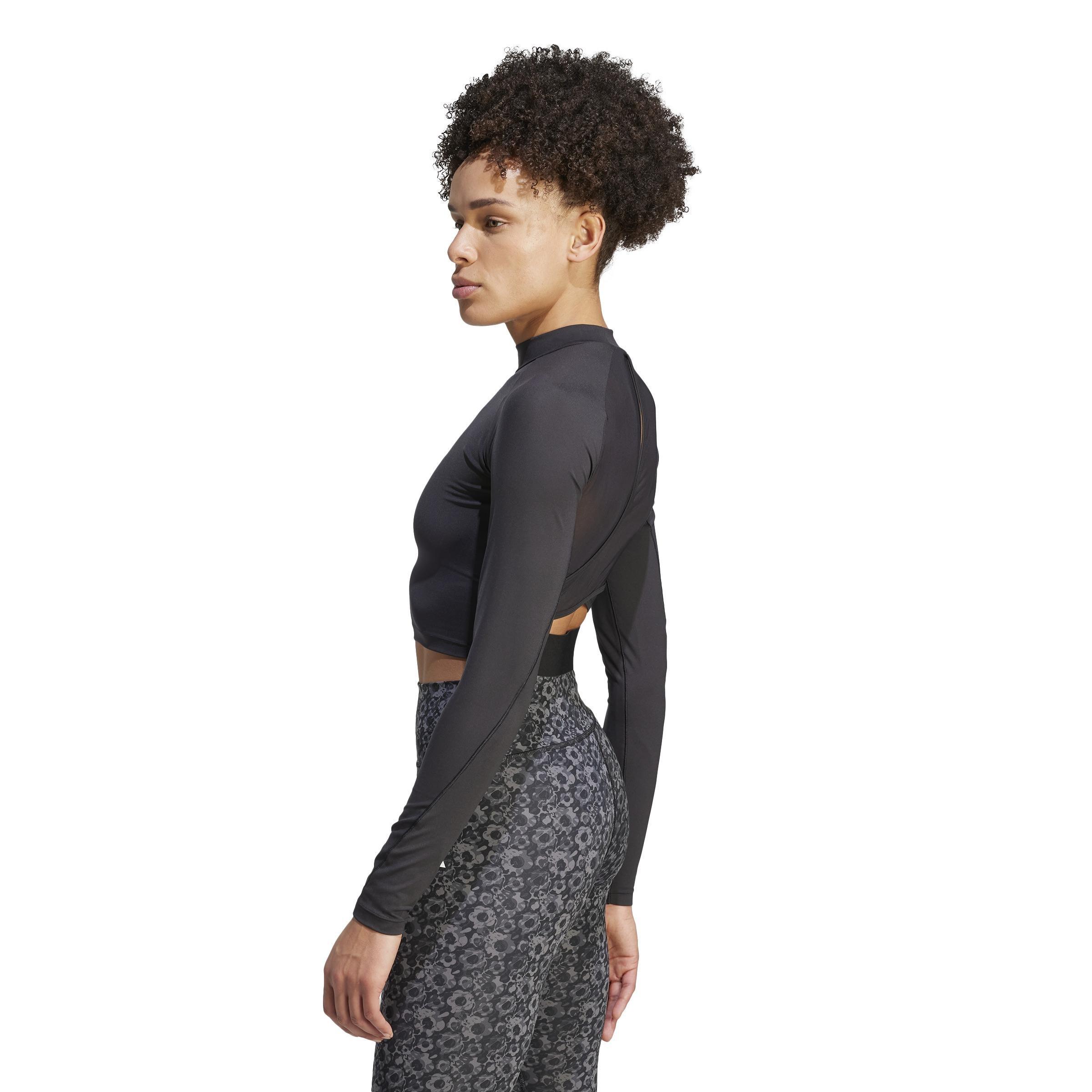 Long-Sleeve Top Crop Top, Black, , large image number 14
