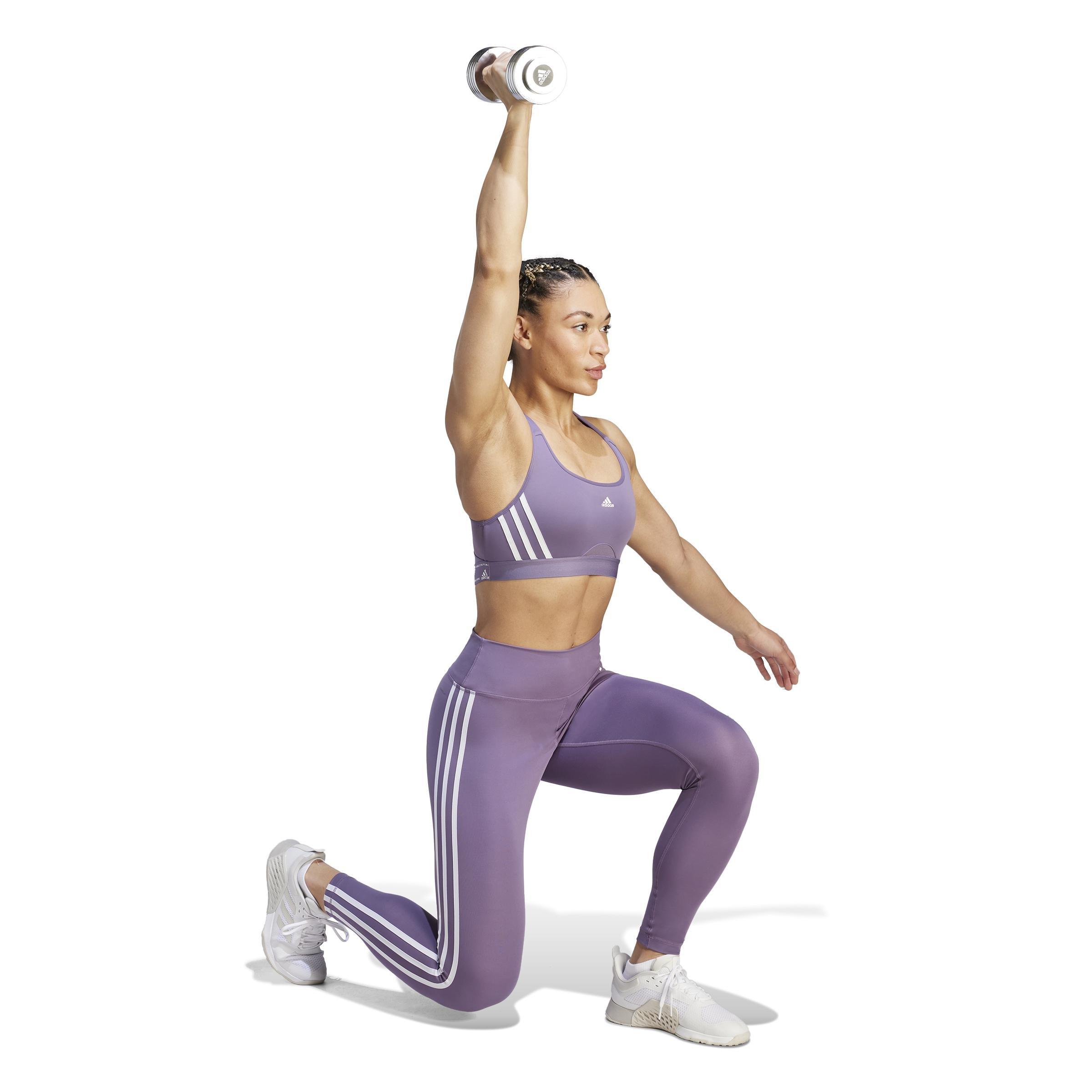 Train Essentials 3-Stripes High-Waisted 7/8 Leggings, Purple, A901_ONE, large image number 1