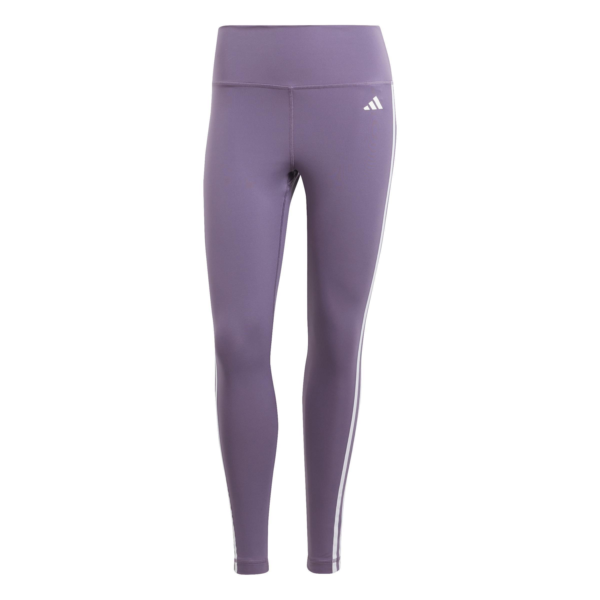 Train Essentials 3-Stripes High-Waisted 7/8 Leggings, Purple, A901_ONE, large image number 2