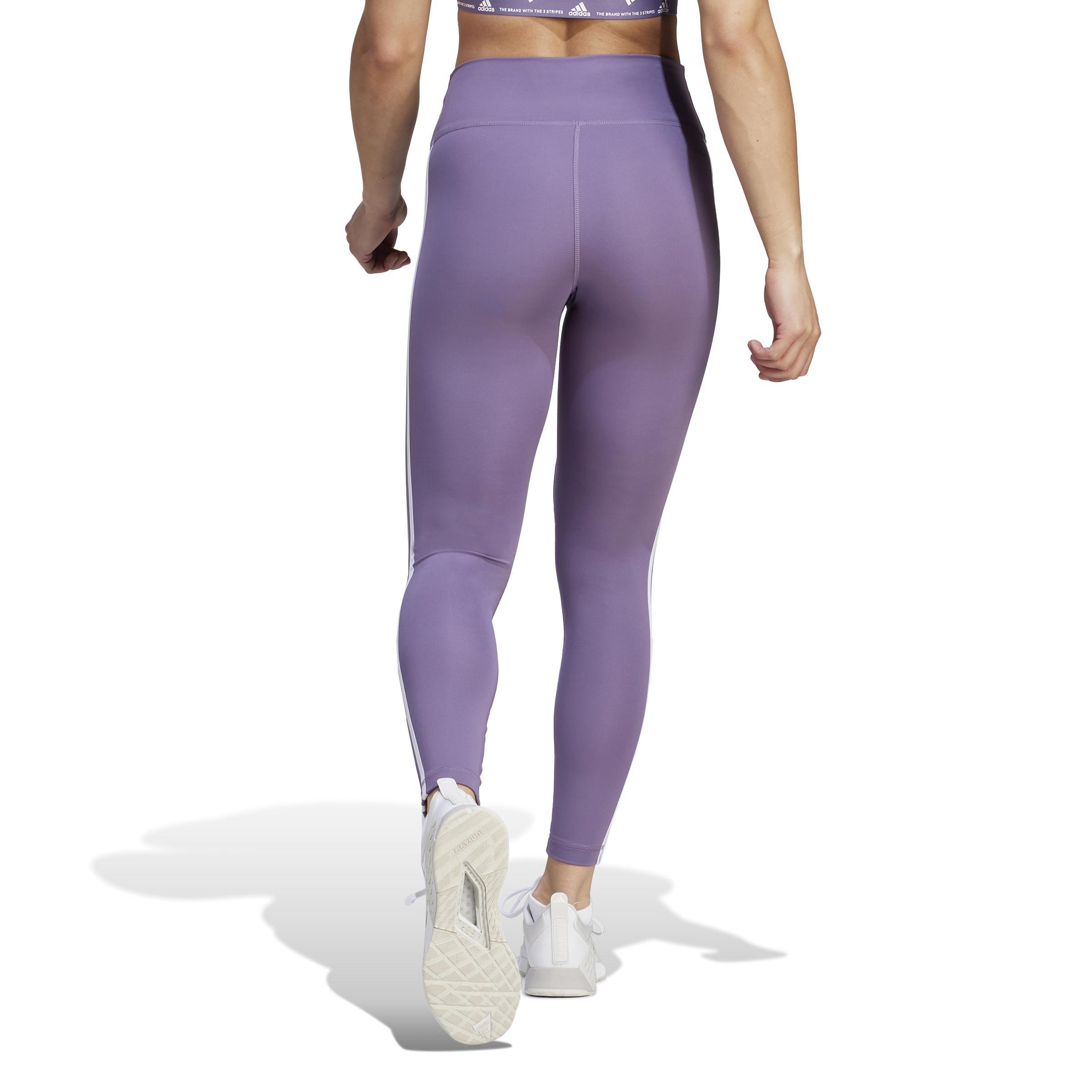 Train Essentials 3-Stripes High-Waisted 7/8 Leggings, Purple, A901_ONE, large image number 4