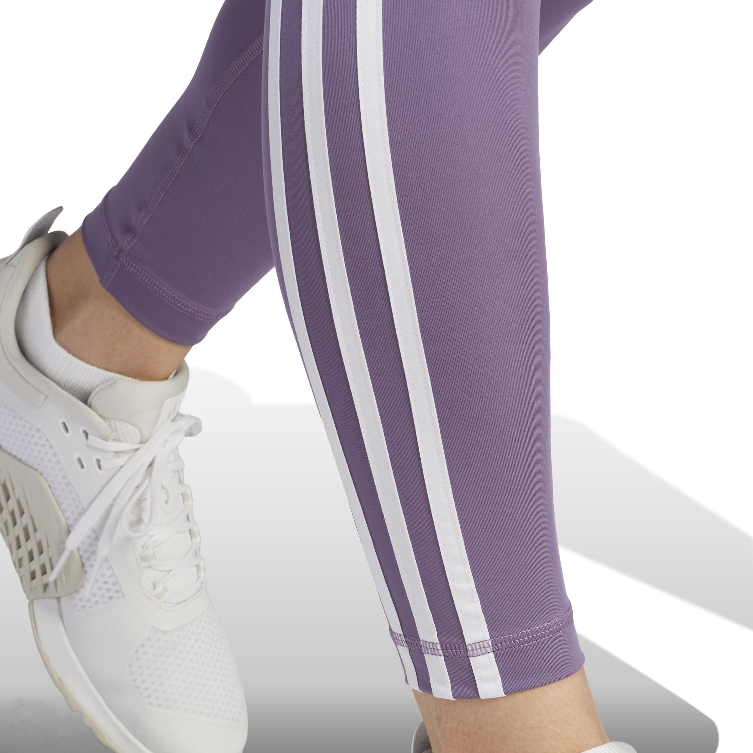 Train Essentials 3-Stripes High-Waisted 7/8 Leggings, Purple, A901_ONE, large image number 5