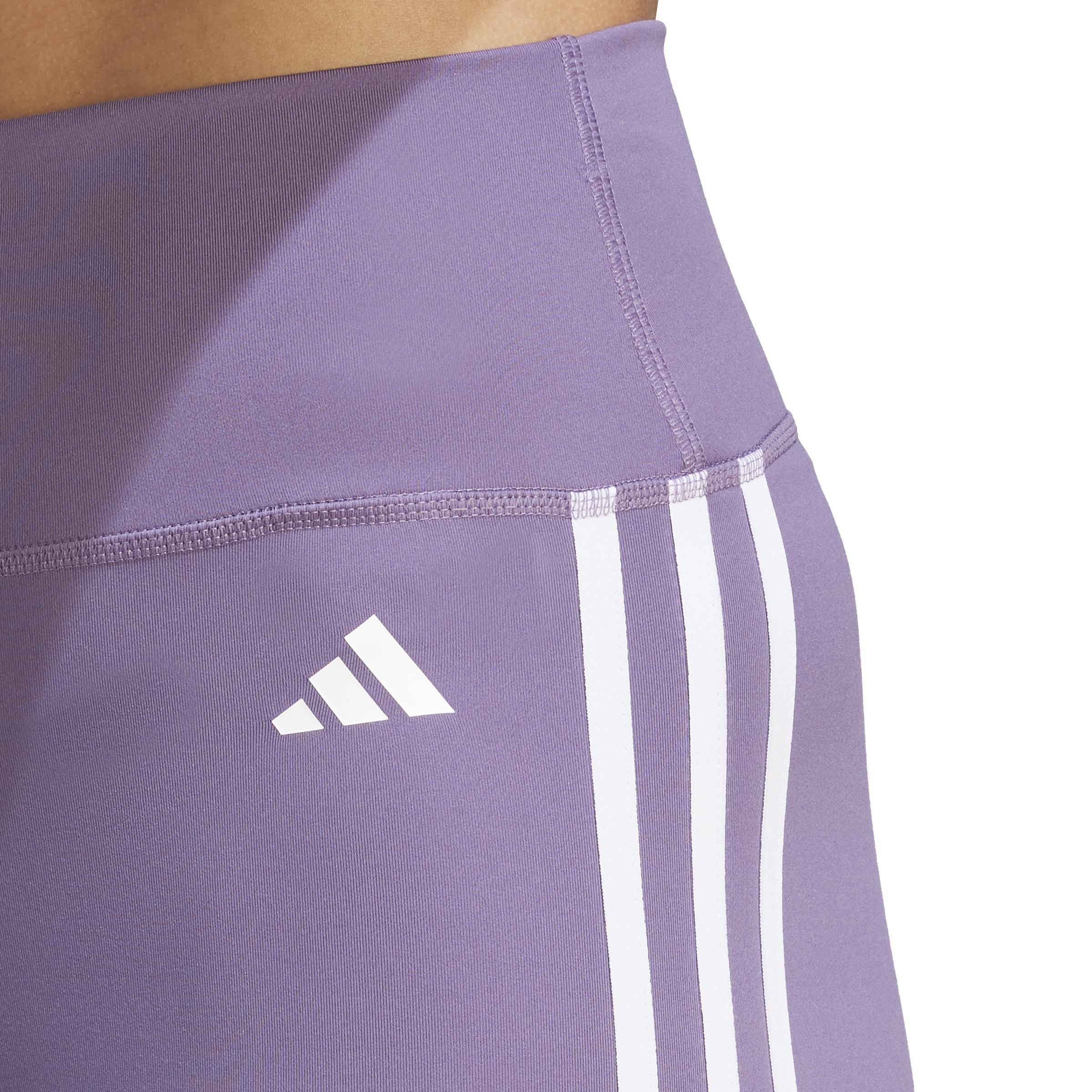 Train Essentials 3-Stripes High-Waisted 7/8 Leggings, Purple, A901_ONE, large image number 6
