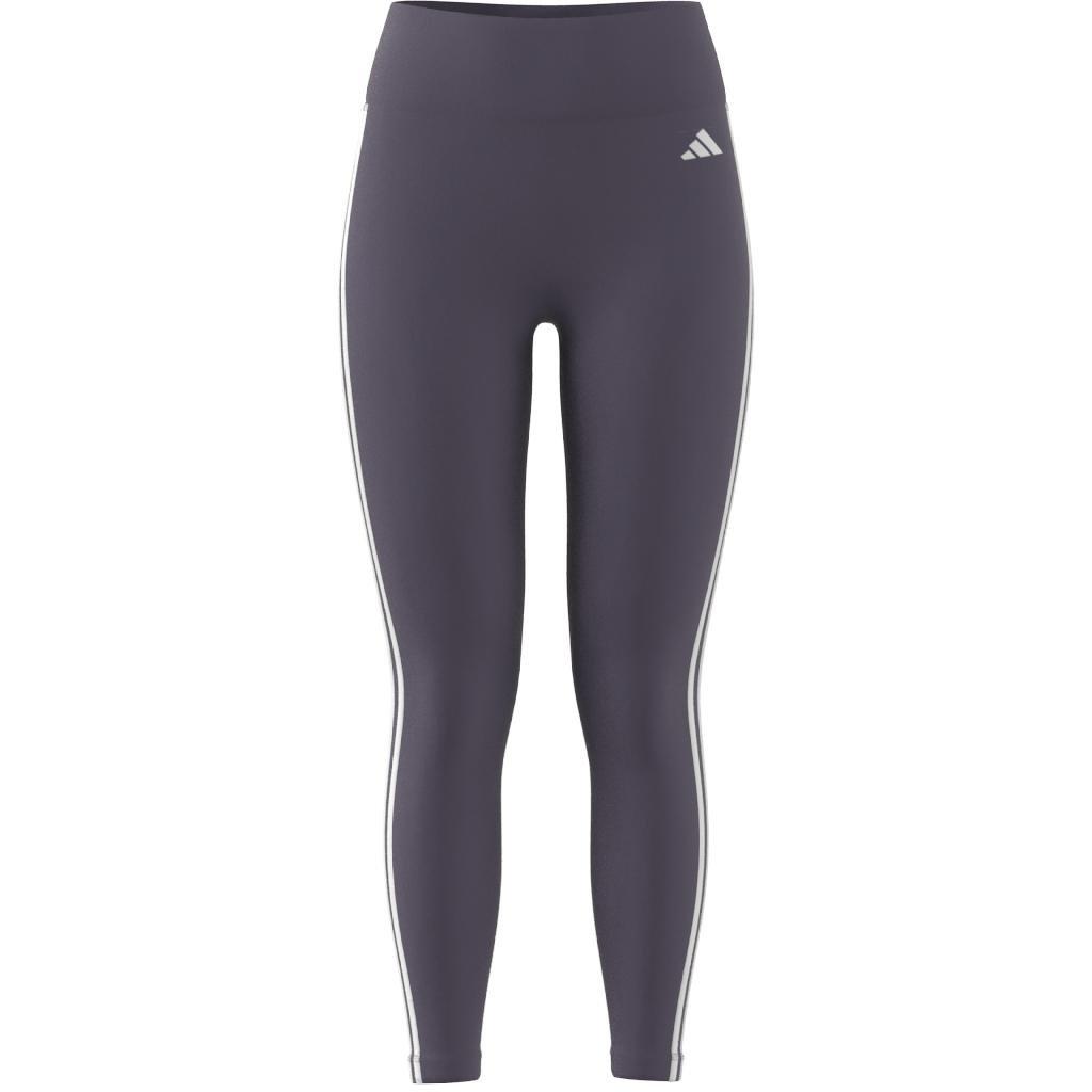 Train Essentials 3-Stripes High-Waisted 7/8 Leggings, Purple, A901_ONE, large image number 7