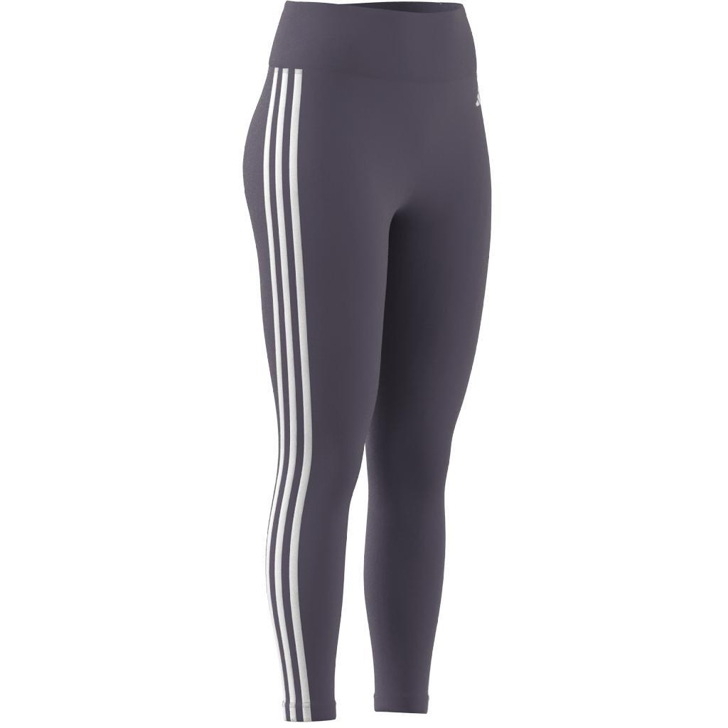 Train Essentials 3-Stripes High-Waisted 7/8 Leggings, Purple, A901_ONE, large image number 12
