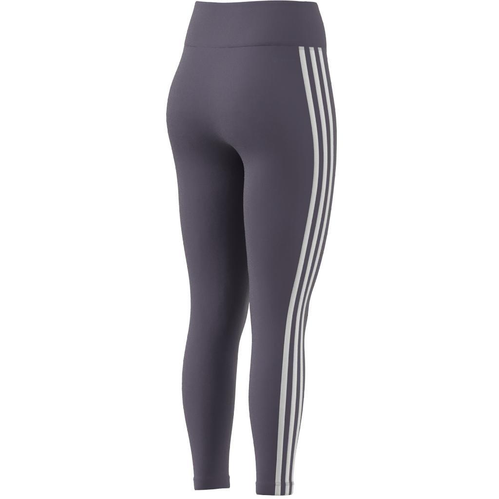 Train Essentials 3-Stripes High-Waisted 7/8 Leggings, Purple, A901_ONE, large image number 14