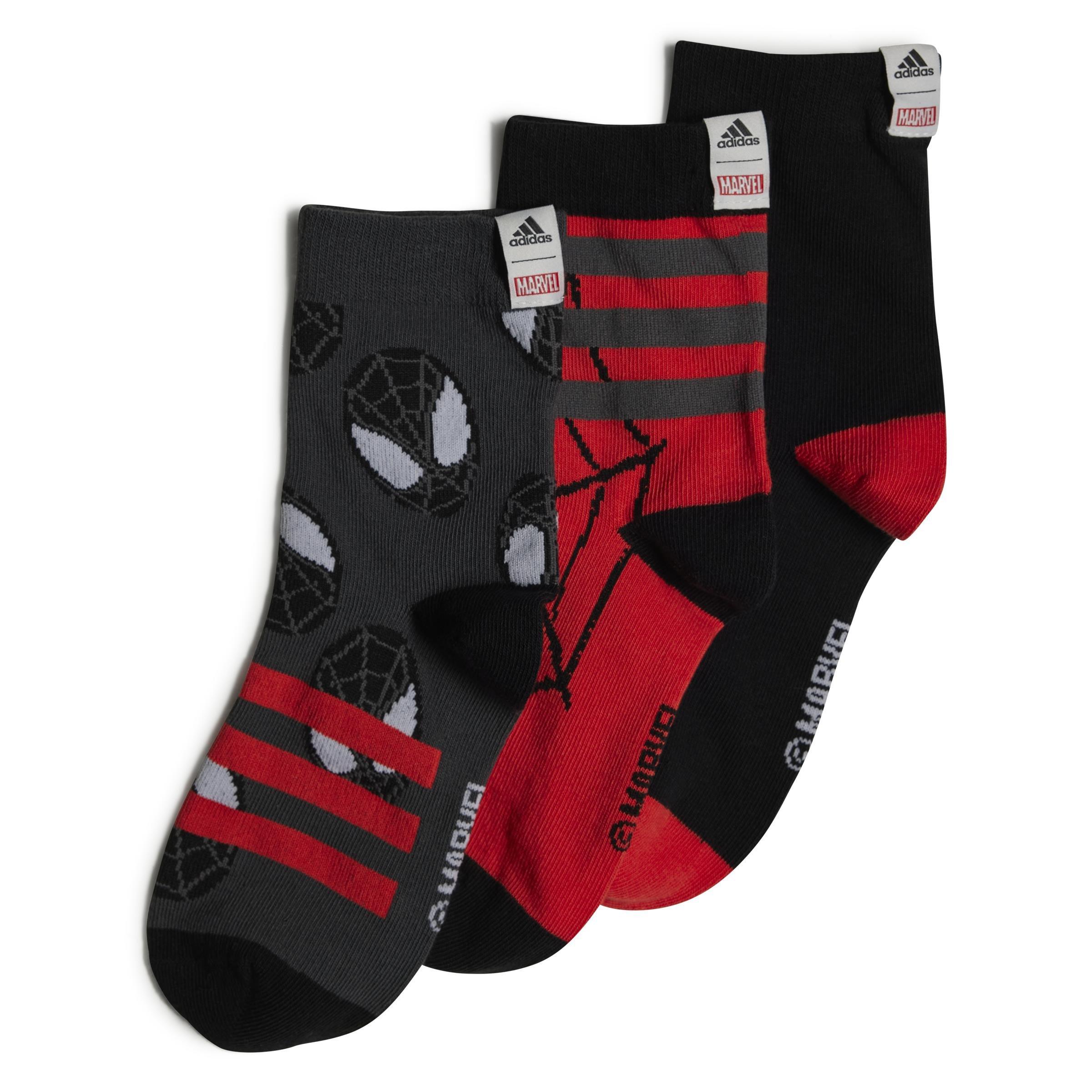 Kids Marvel Spider-Man Crew Socks 3 Pairs, Multicolour, A901_ONE, large image number 0