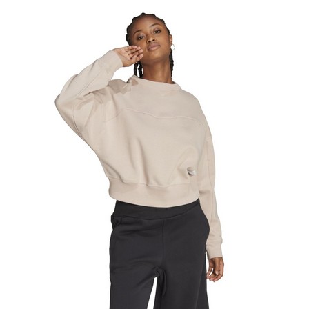 Women Lounge Fleece Sweatshirt, Brown, A901_ONE, large image number 0
