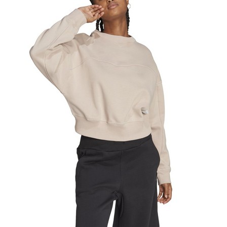 Women Lounge Fleece Sweatshirt, Brown, A901_ONE, large image number 3