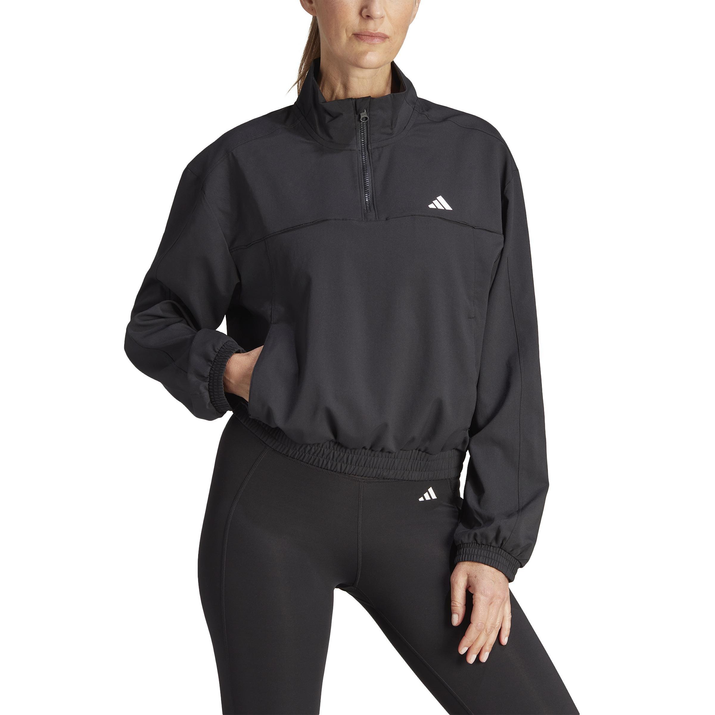 AEROREADY Train Essentials Woven Quarter-Zip Track Jacket, Black, , large image number 1
