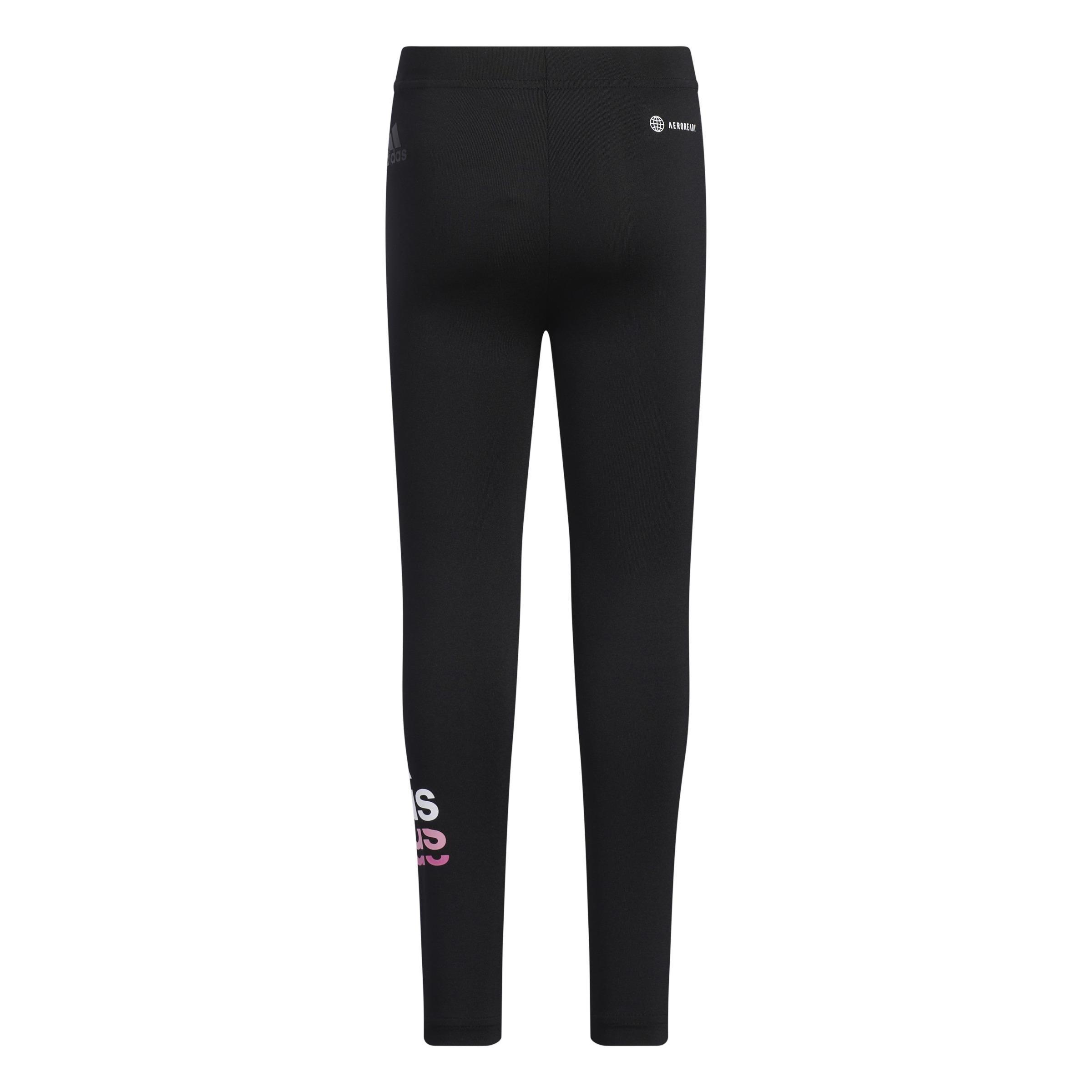Kids Badge Of Sport Logo Leggings, Black, A901_ONE, large image number 2