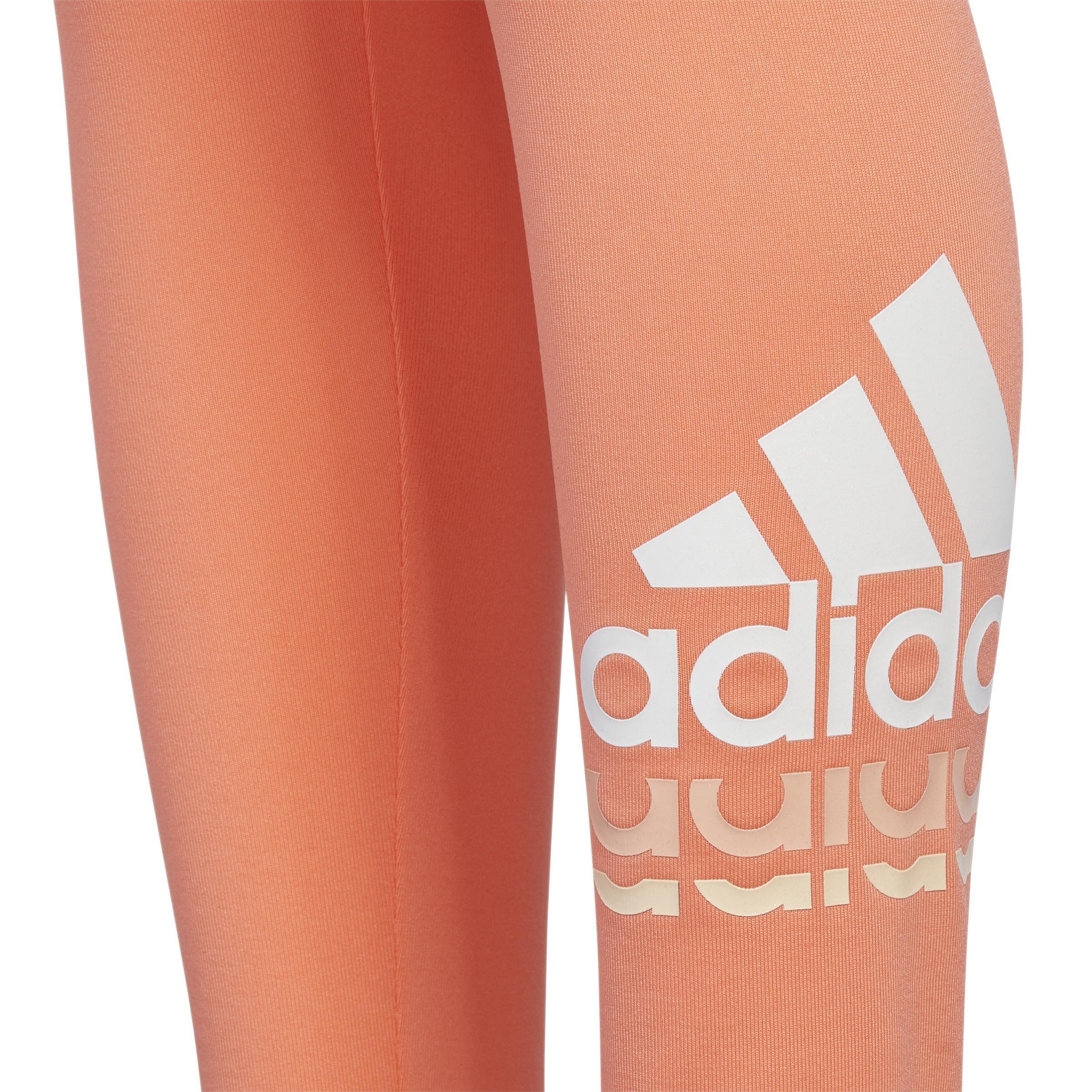 Kids Badge Of Sport Logo Leggings, Orange, A901_ONE, large image number 3