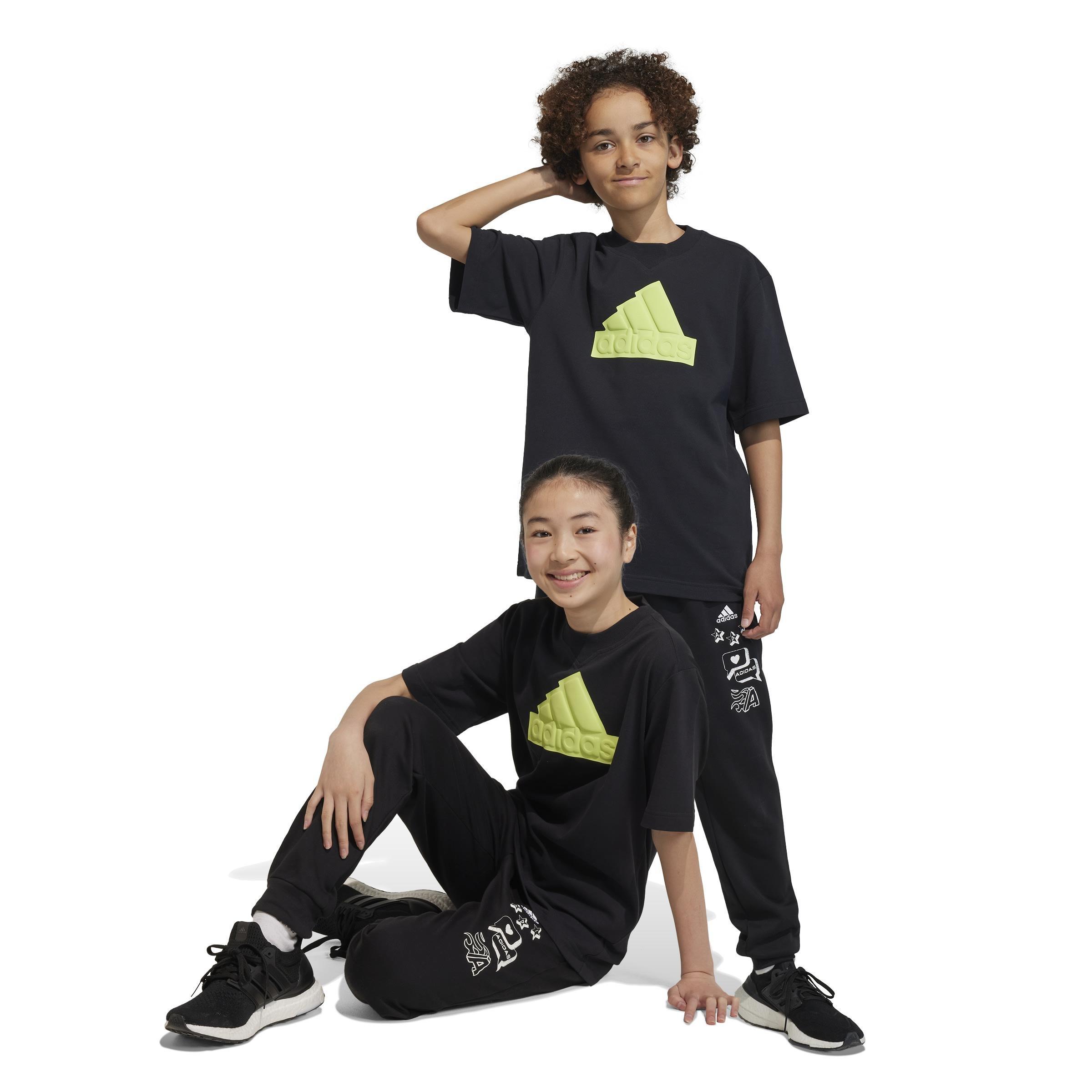 Unisex Kids Brand Love Joggers, Black, A901_ONE, large image number 7
