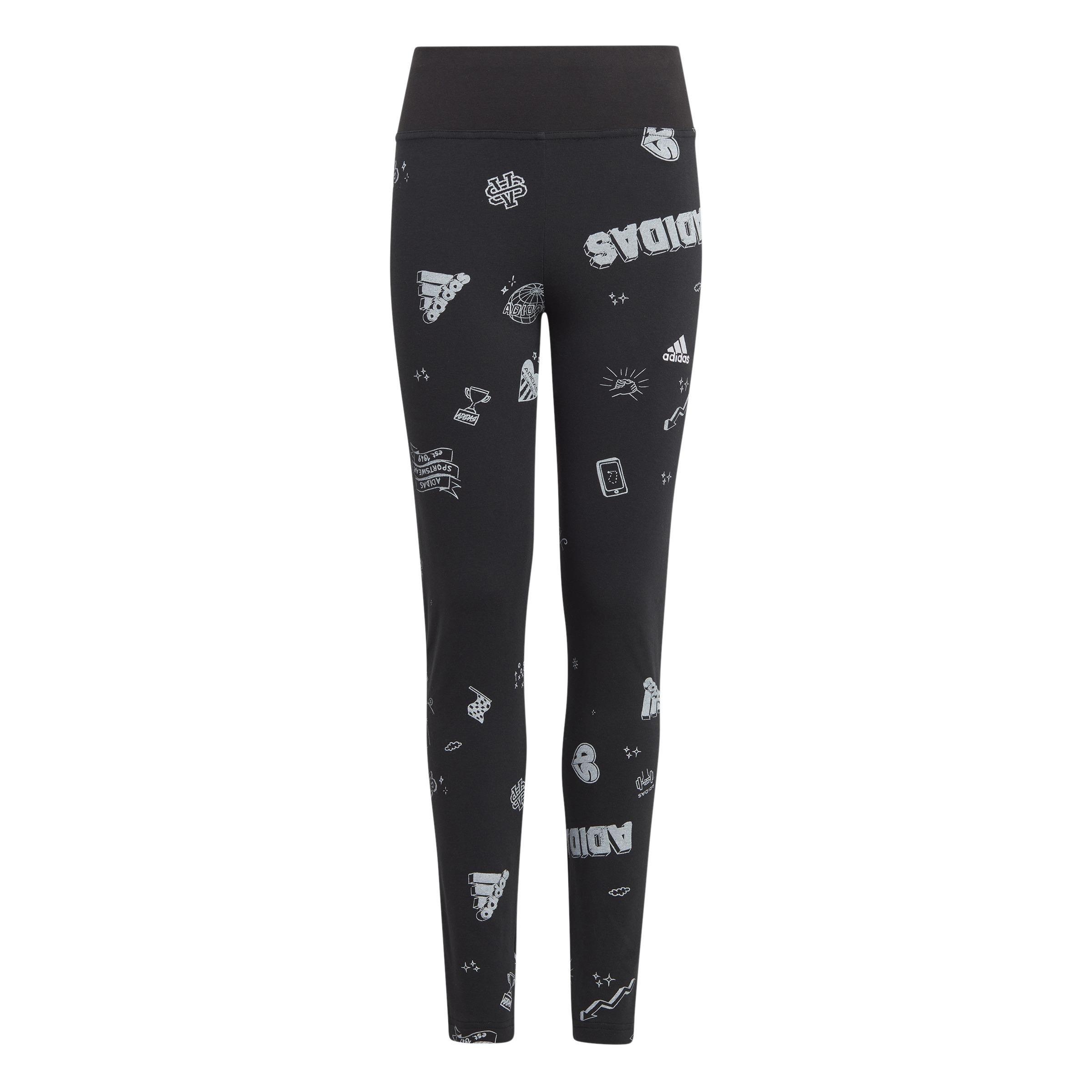 Kids Brand Love Allover Print Leggings, Black, , large image number 1