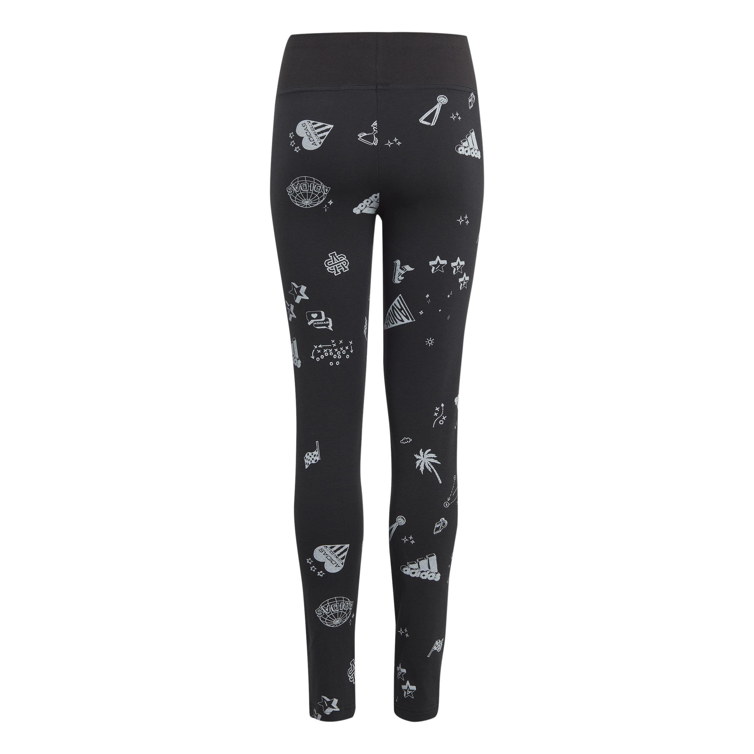 Kids Brand Love Allover Print Leggings, Black, , large image number 2