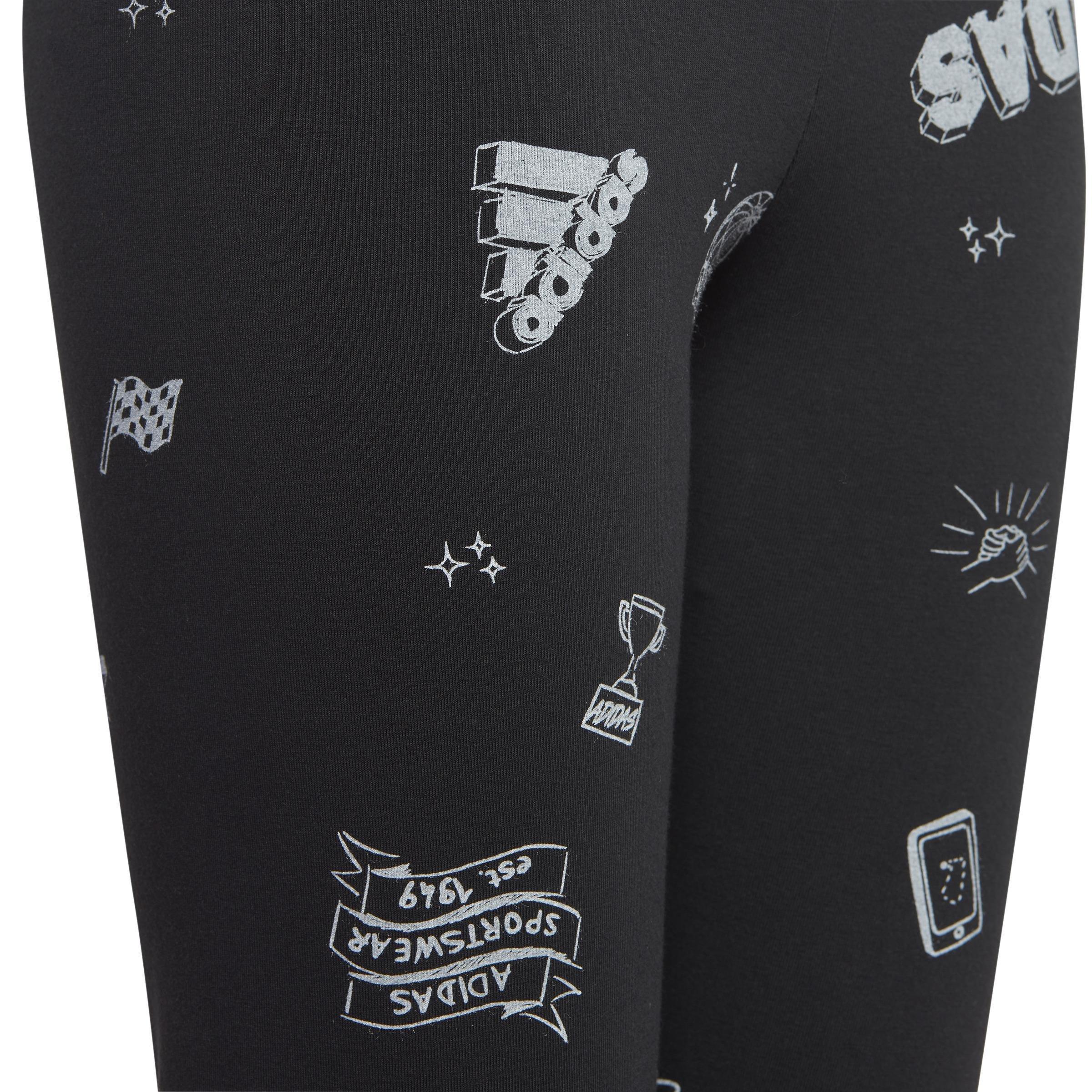 Kids Brand Love Allover Print Leggings, Black, , large image number 3