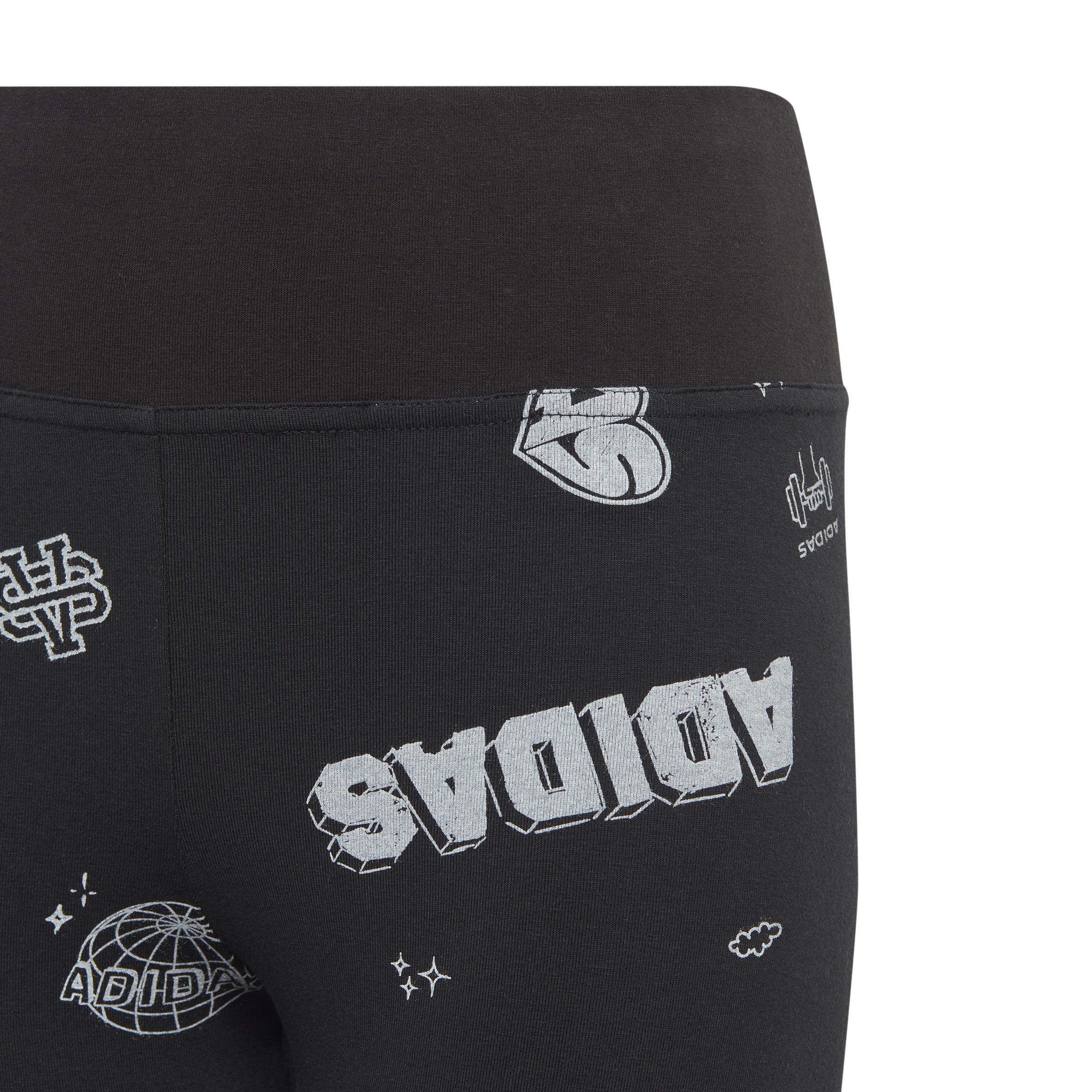 Kids Brand Love Allover Print Leggings, Black, , large image number 5