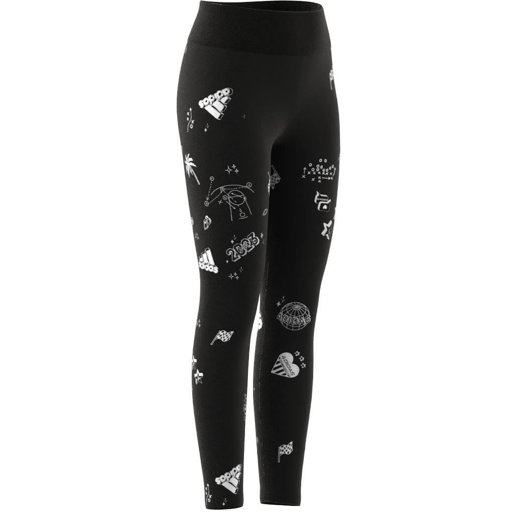 Kids Brand Love Allover Print Leggings, Black, , large image number 6