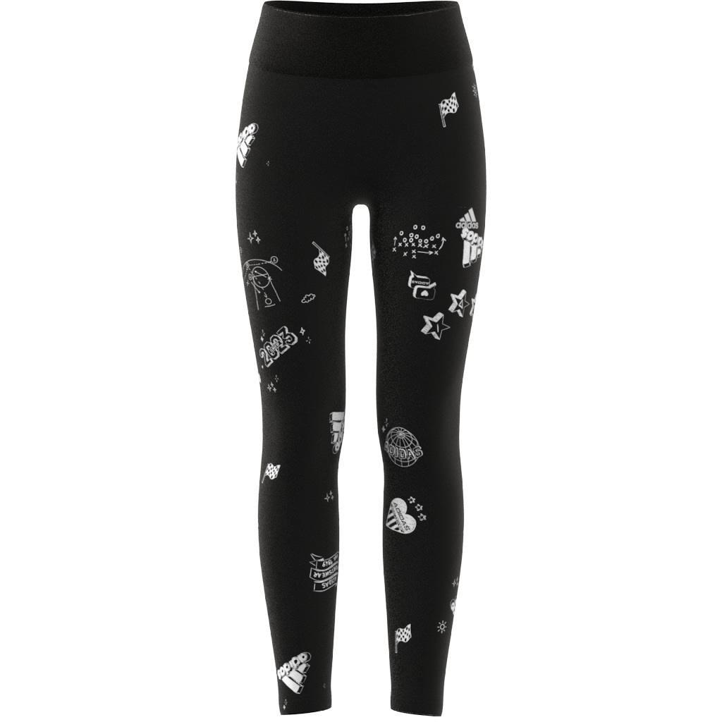 Kids Brand Love Allover Print Leggings, Black, , large image number 7