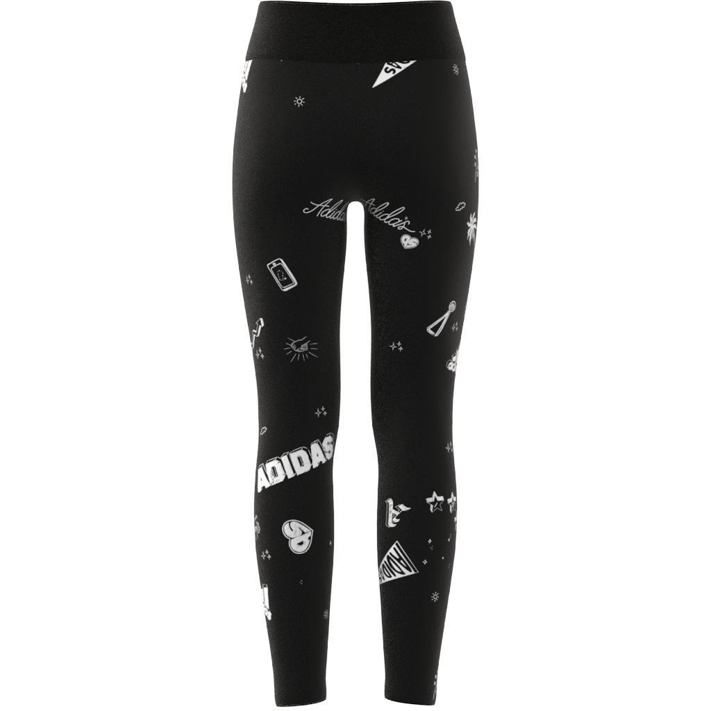 Kids Brand Love Allover Print Leggings, Black, , large image number 12