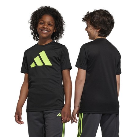 Kids Unisex Train Essentials Aeroready Logo T-Shirt, Black, A901_ONE, large image number 2