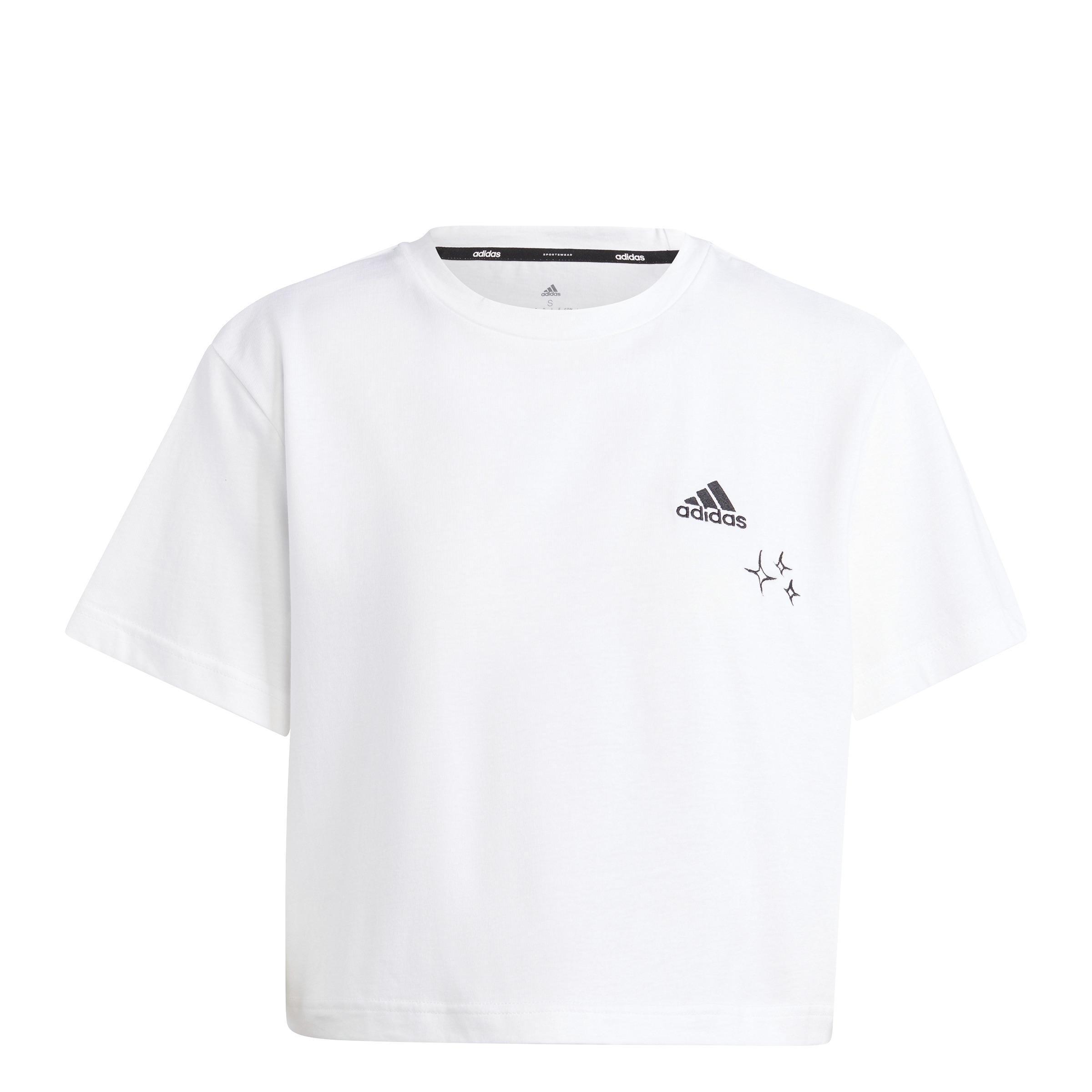 Scribble Embroidery Crop T-Shirt, White, , large image number 0