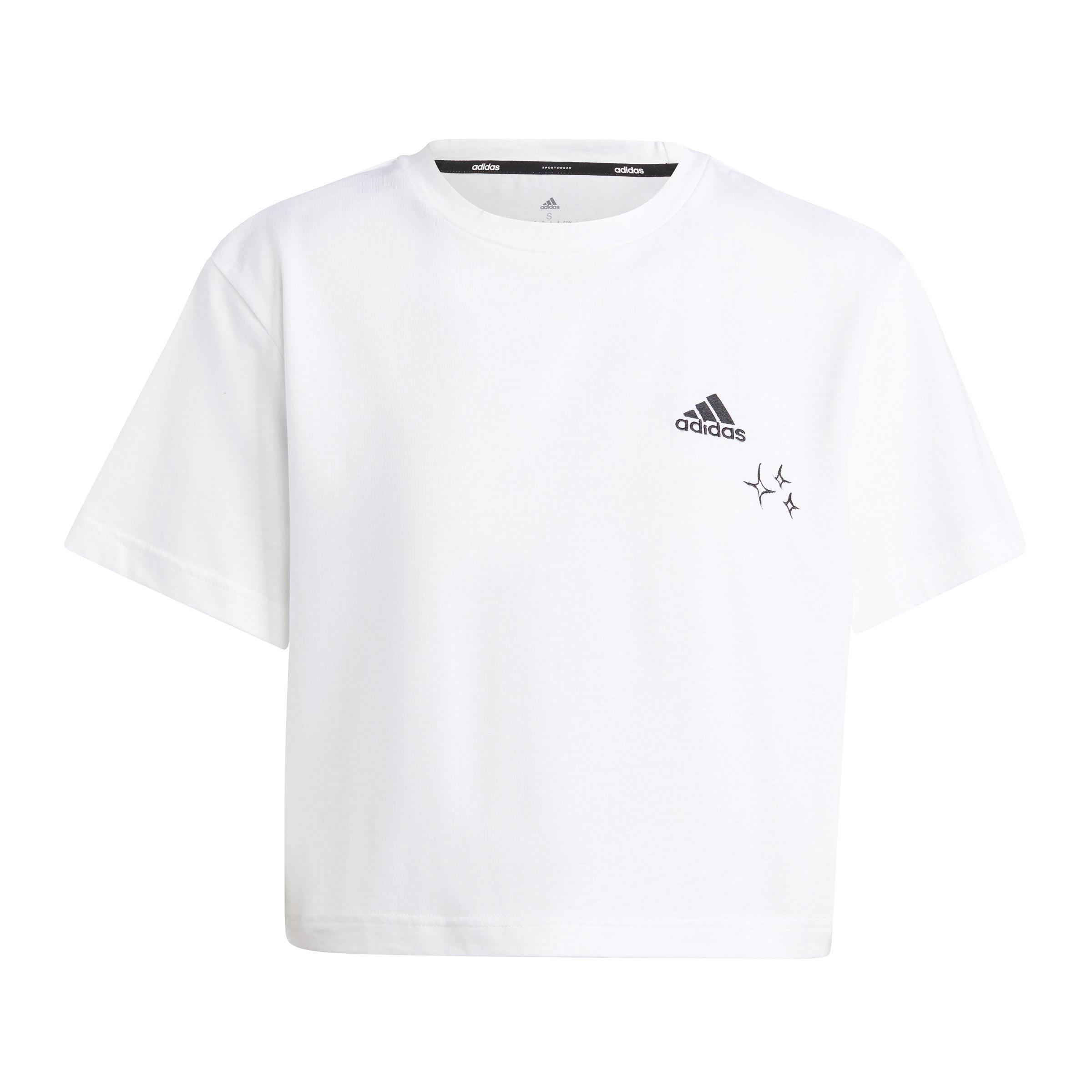 Scribble Embroidery Crop T-Shirt, White, , large image number 1