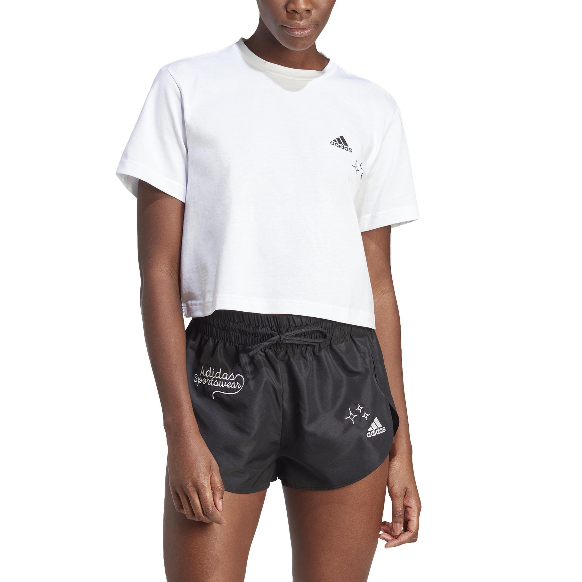 Scribble Embroidery Crop T-Shirt, White, , large image number 2
