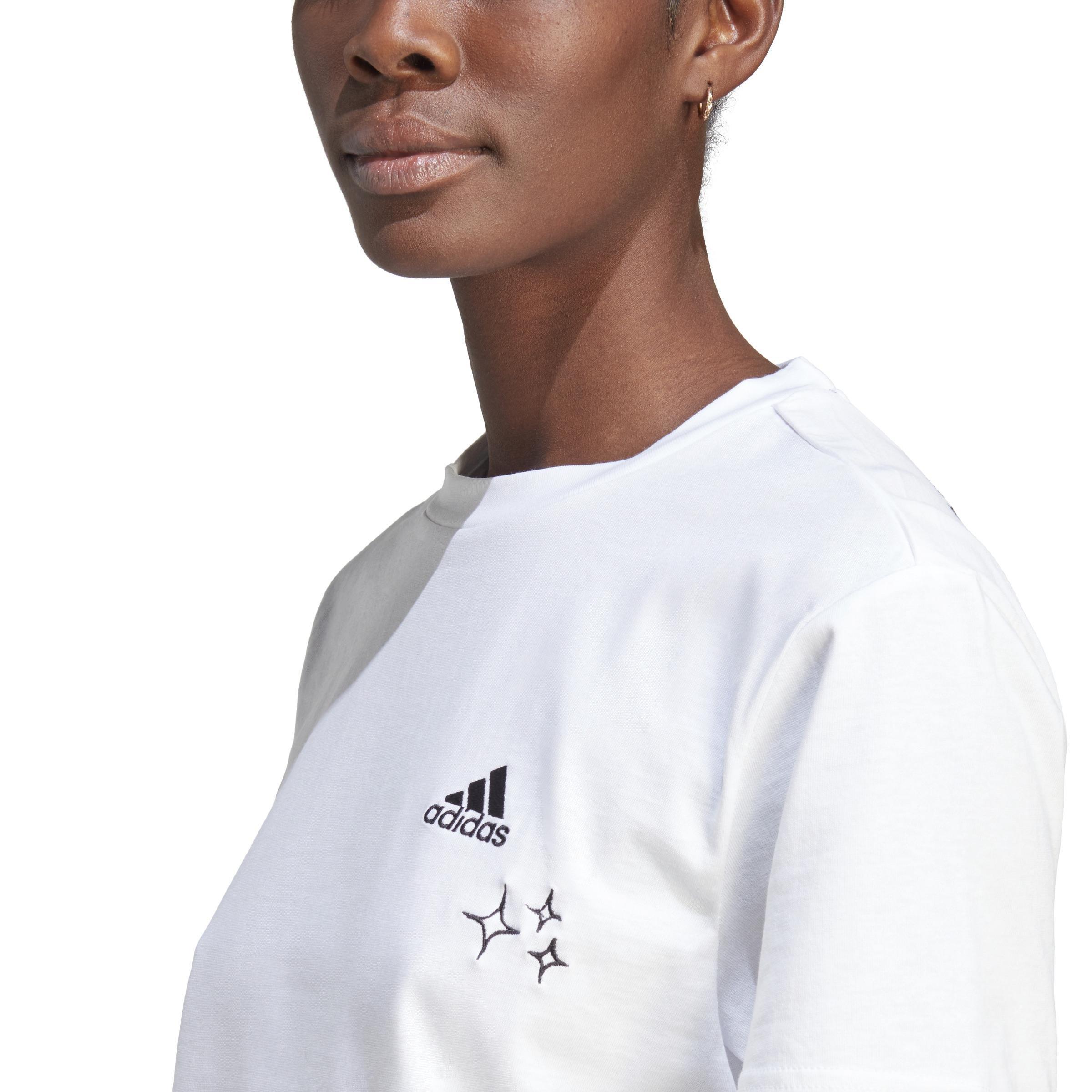 Scribble Embroidery Crop T-Shirt, White, , large image number 4
