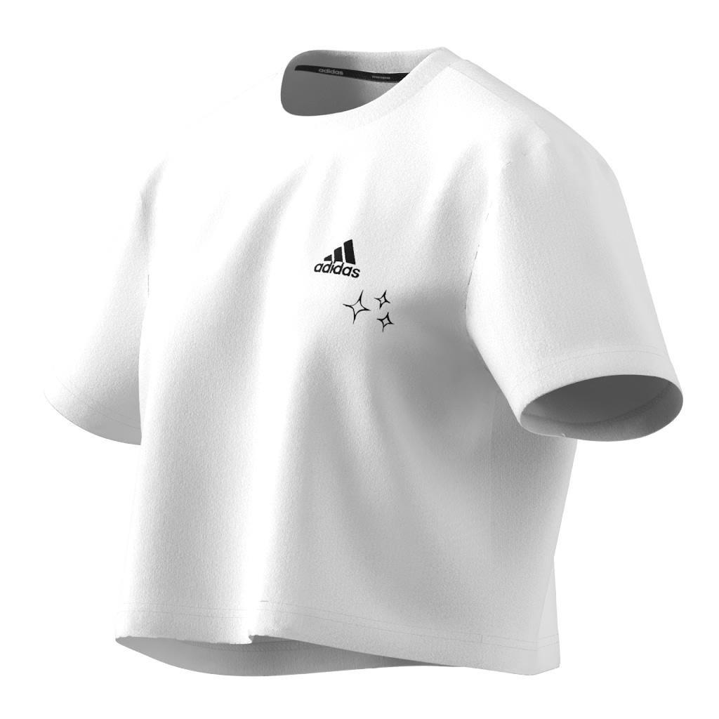 Scribble Embroidery Crop T-Shirt, White, , large image number 6