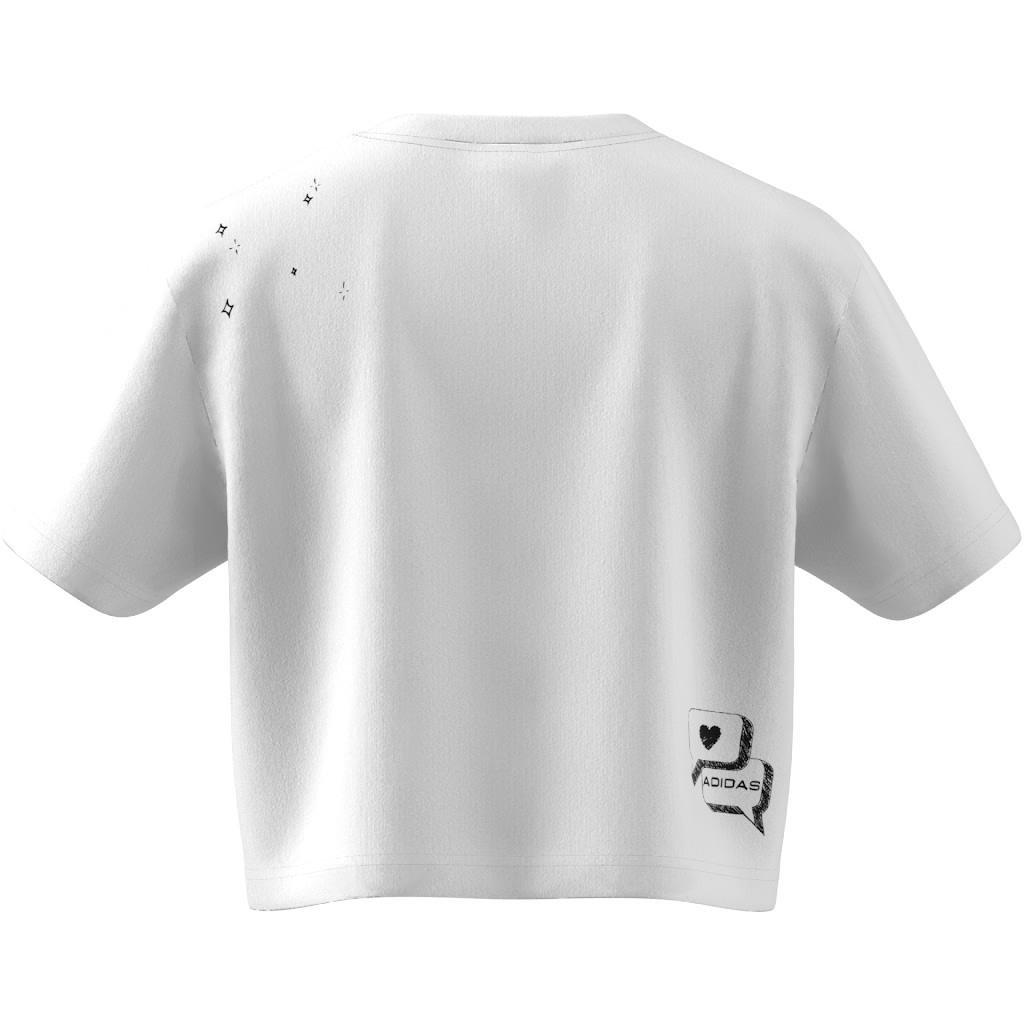 Scribble Embroidery Crop T-Shirt, White, , large image number 11
