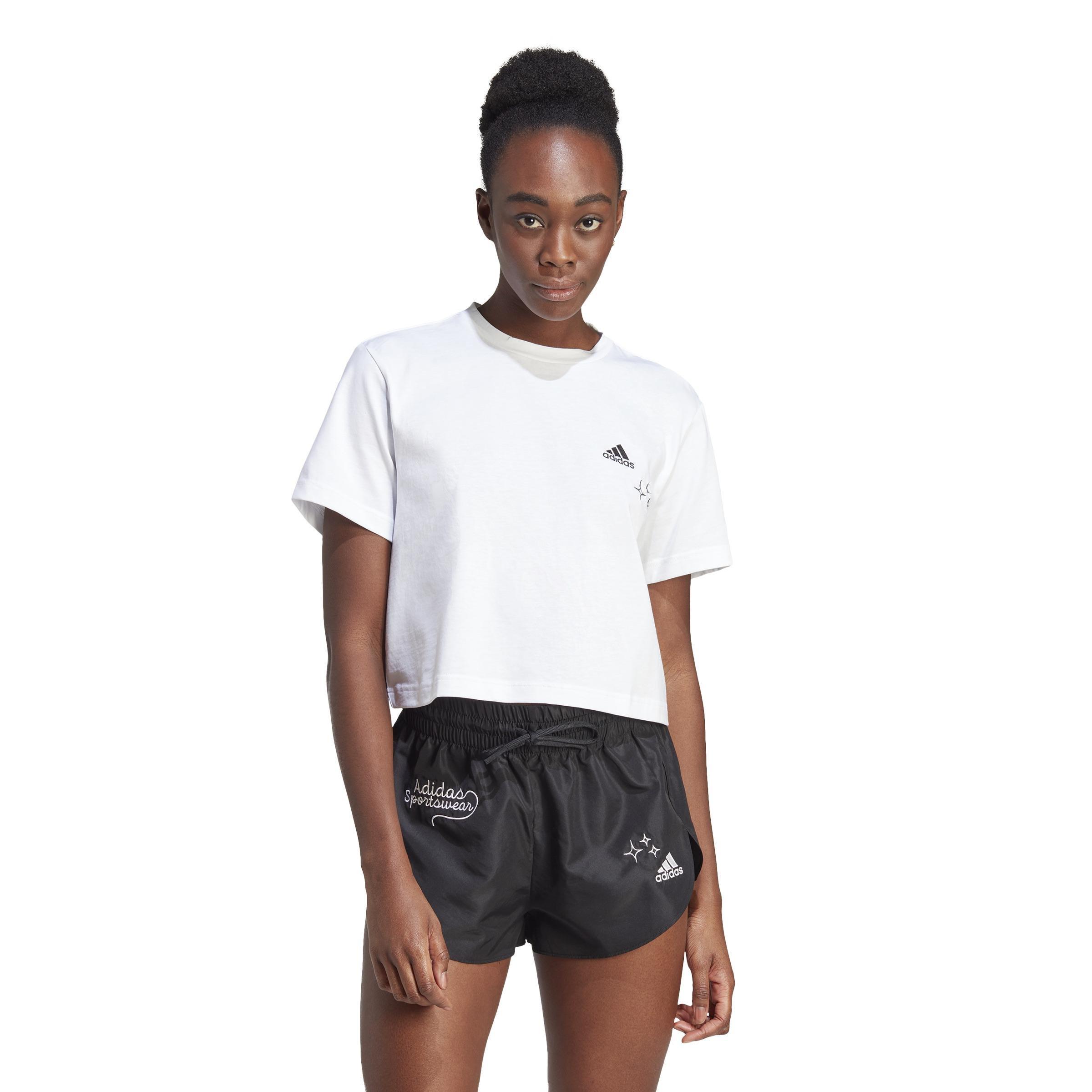 Scribble Embroidery Crop T-Shirt, White, , large image number 13