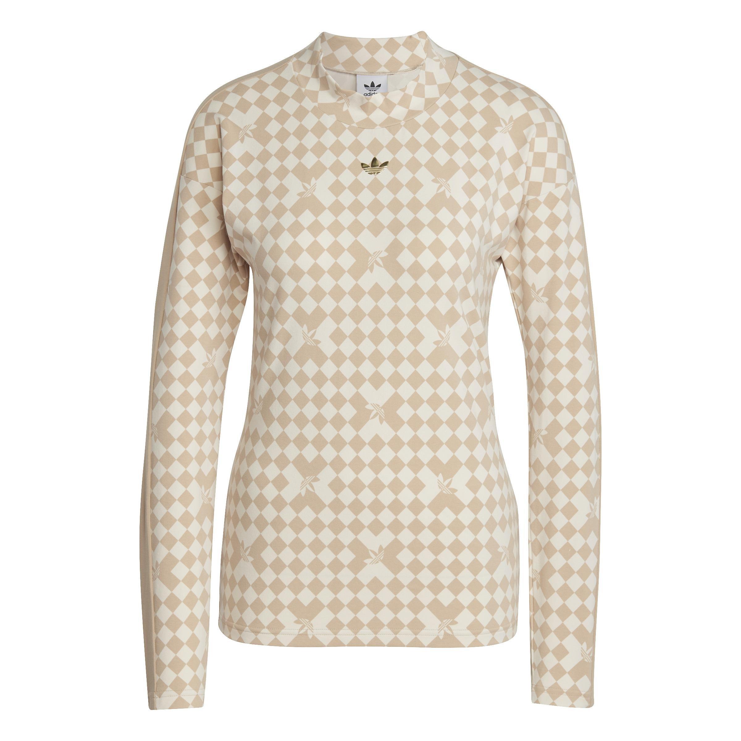 Ski Chic Allover Print Long Sleeve T-Shirt, Beige, A901_ONE, large image number 0