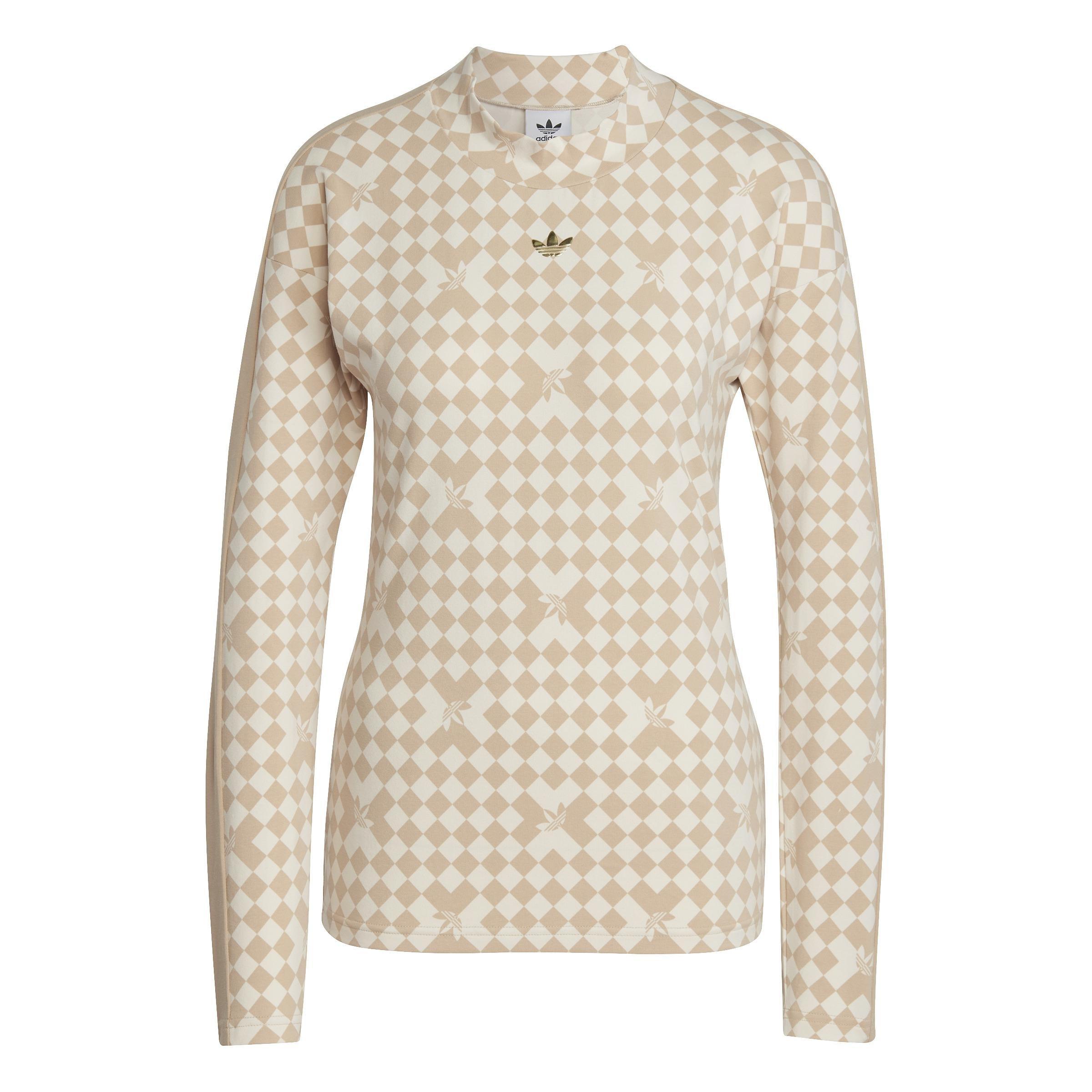 Ski Chic Allover Print Long Sleeve T-Shirt, Beige, A901_ONE, large image number 1