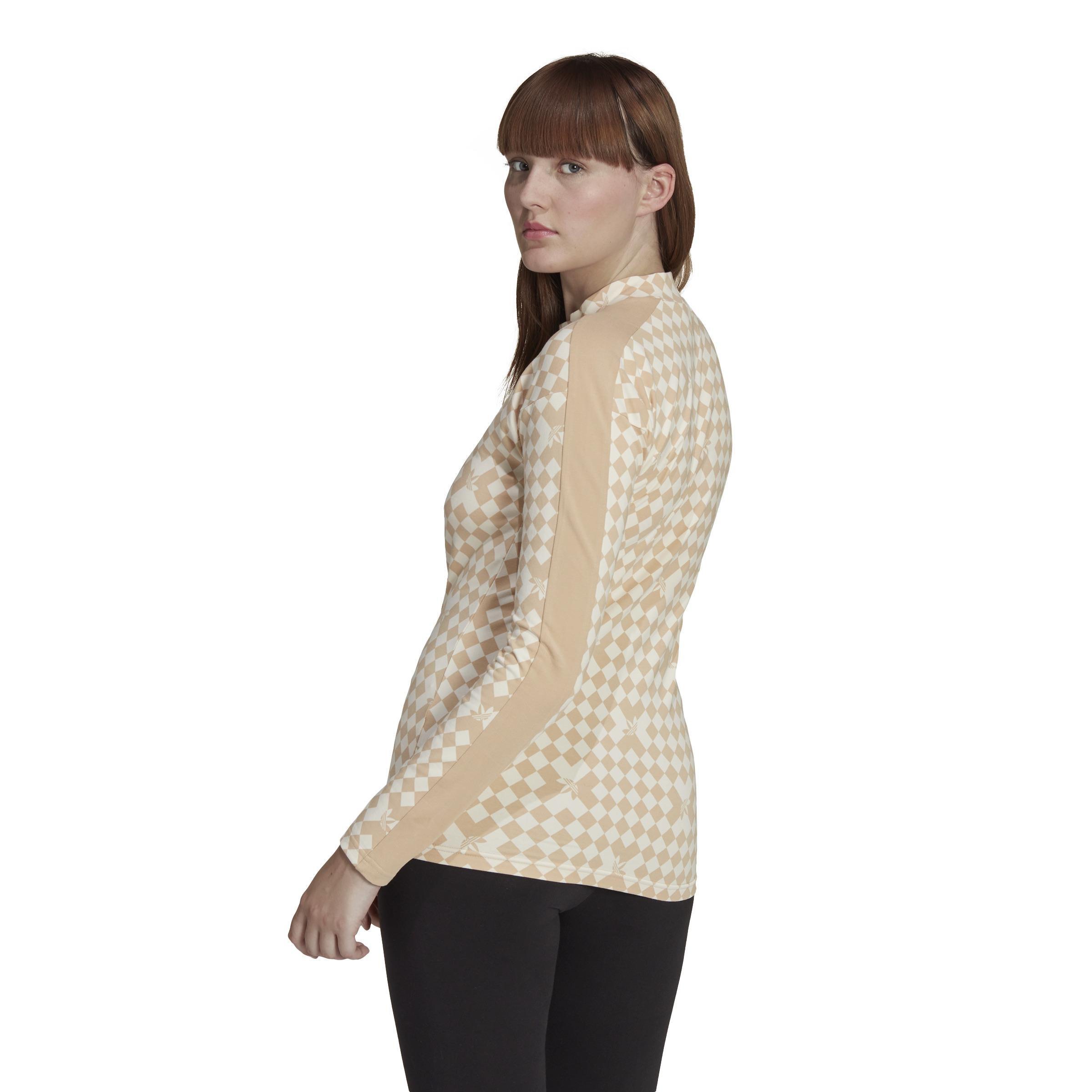 Ski Chic Allover Print Long Sleeve T-Shirt, Beige, A901_ONE, large image number 3