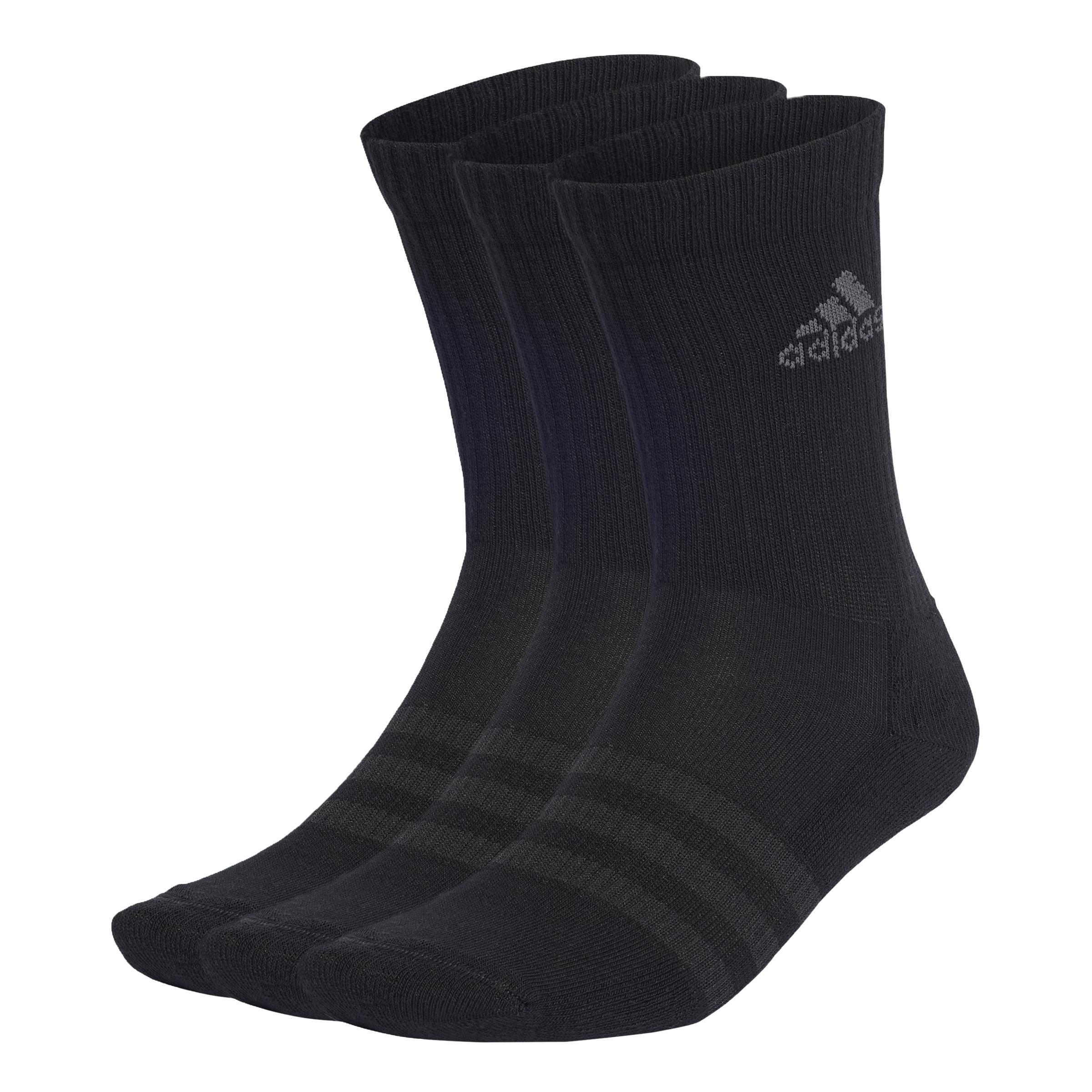 Unisex Cushioned Crew Socks 3 Pairs, Black, A901_ONE, large image number 0