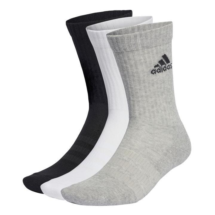 Unisex Cushioned Crew Socks - Set Of 3, Grey, , large image number 0
