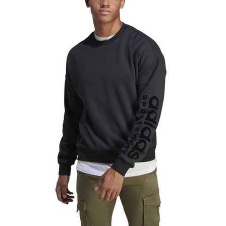 Men Lounge Fleece Sweatshirt, Black, A901_ONE, large image number 3