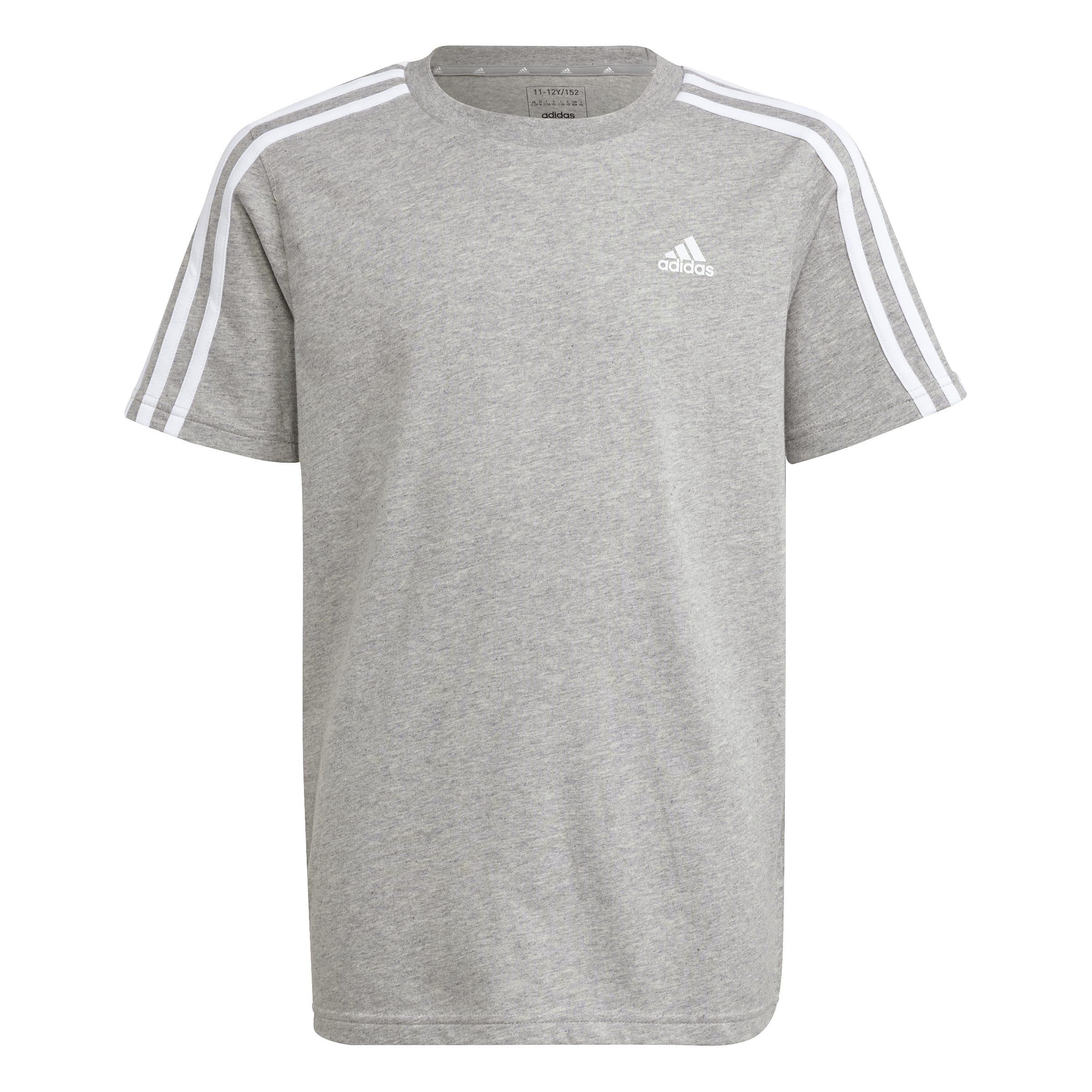 Kids Unisex Essentials 3-Stripes Cotton T-Shirt, Grey, , medium