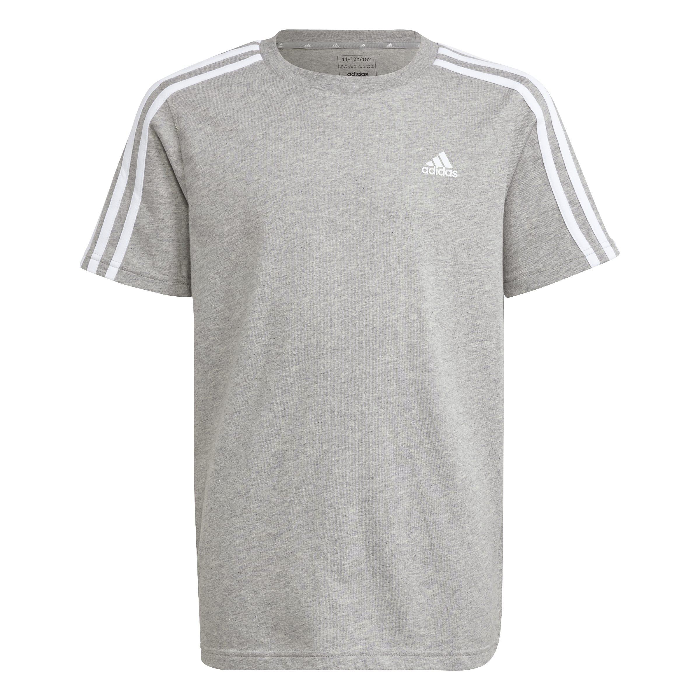 Kids Unisex Essentials 3-Stripes Cotton T-Shirt, Grey, , large image number 1