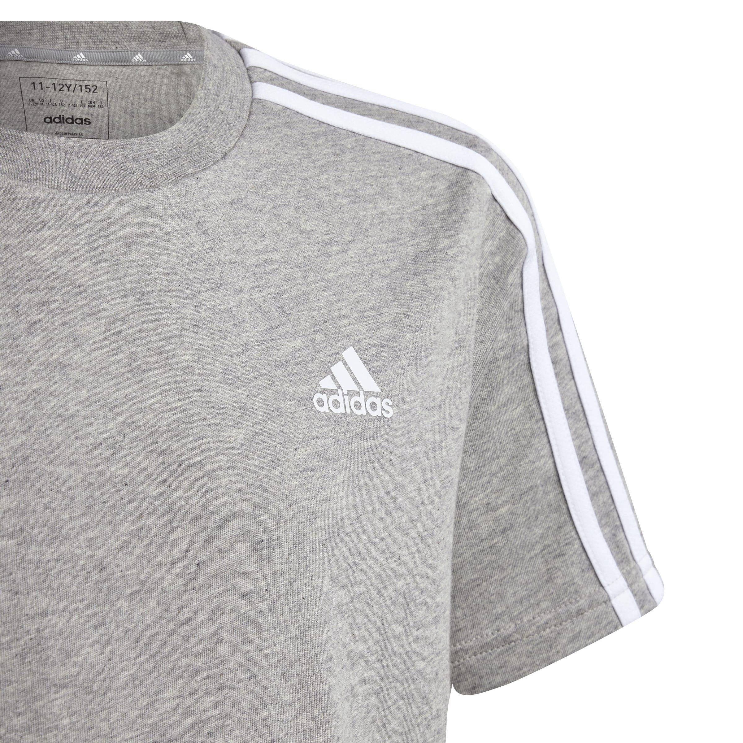 Kids Unisex Essentials 3-Stripes Cotton T-Shirt, Grey, , large image number 5