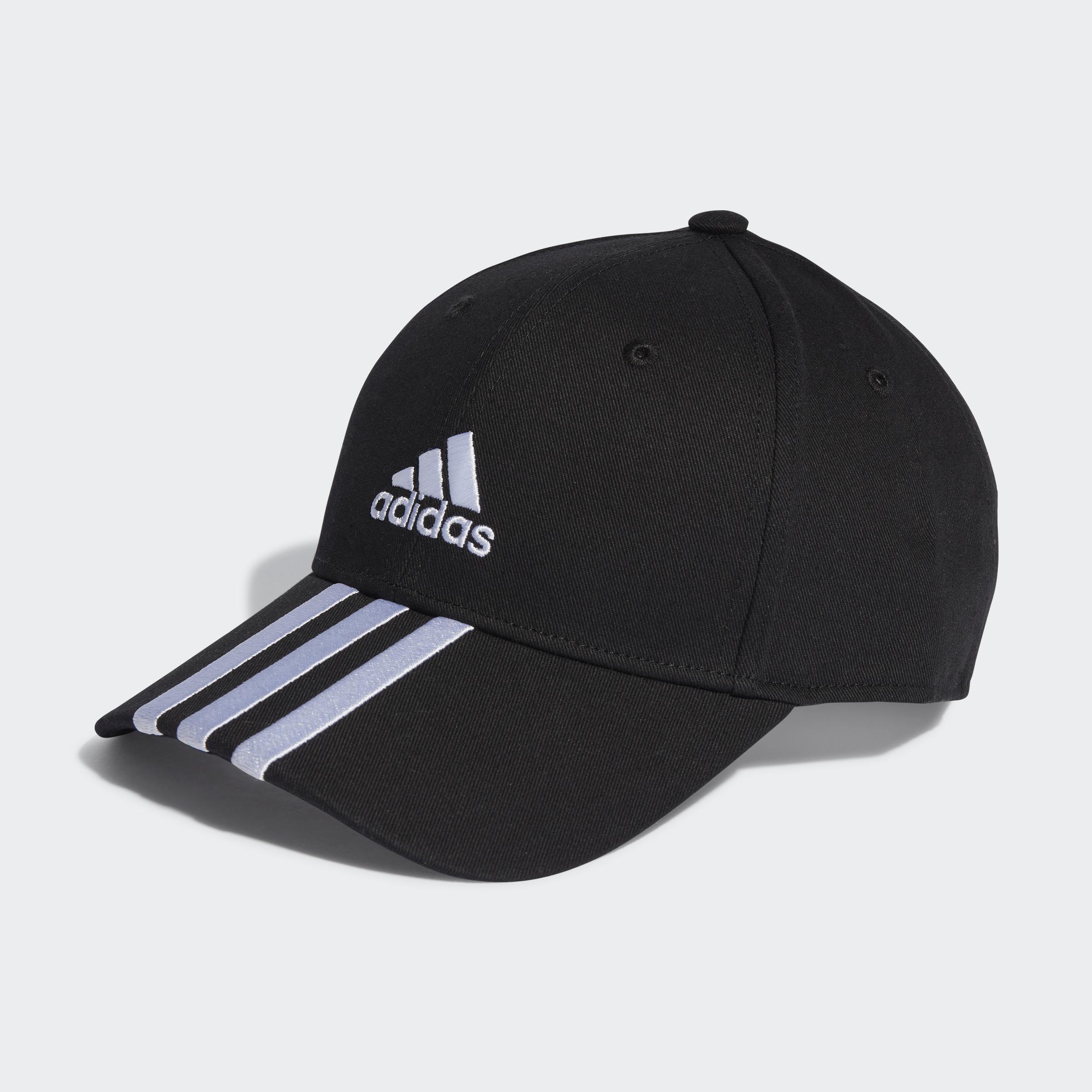 Unisex 3-Stripes Cotton Twill Baseball Cap, Black, A901_ONE, large image number 0
