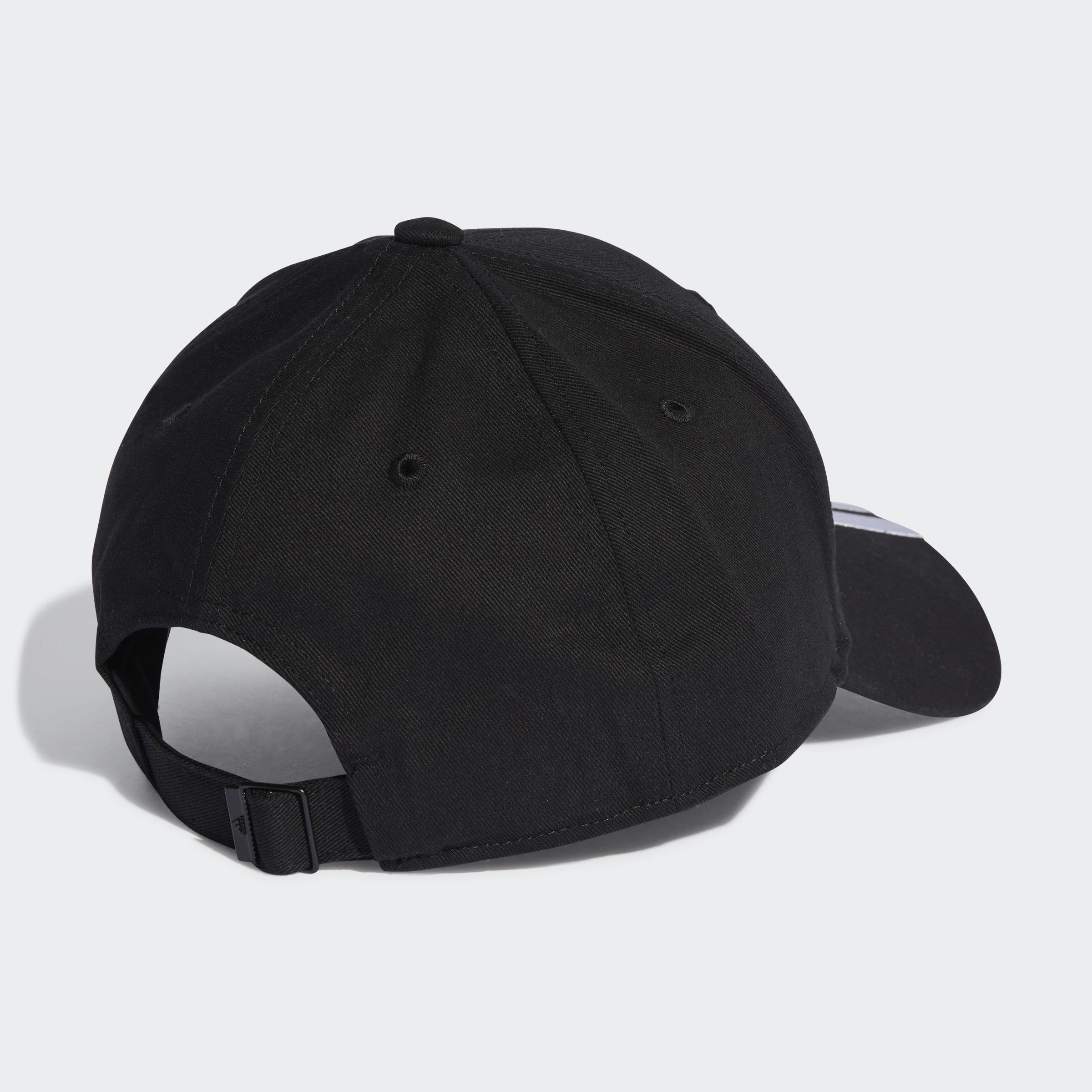 Unisex 3-Stripes Cotton Twill Baseball Cap, Black, A901_ONE, large image number 1