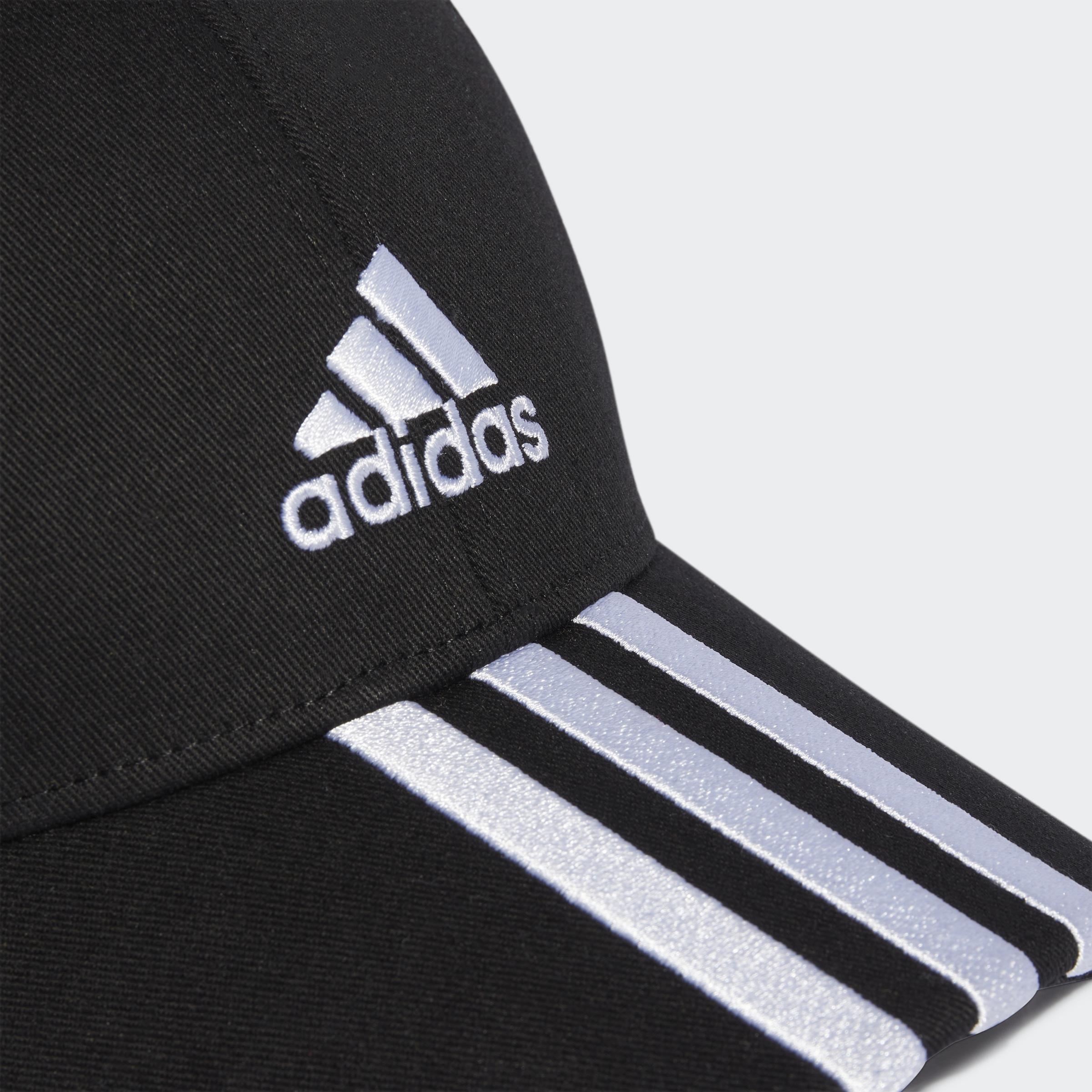 Unisex 3-Stripes Cotton Twill Baseball Cap, Black, A901_ONE, large image number 3