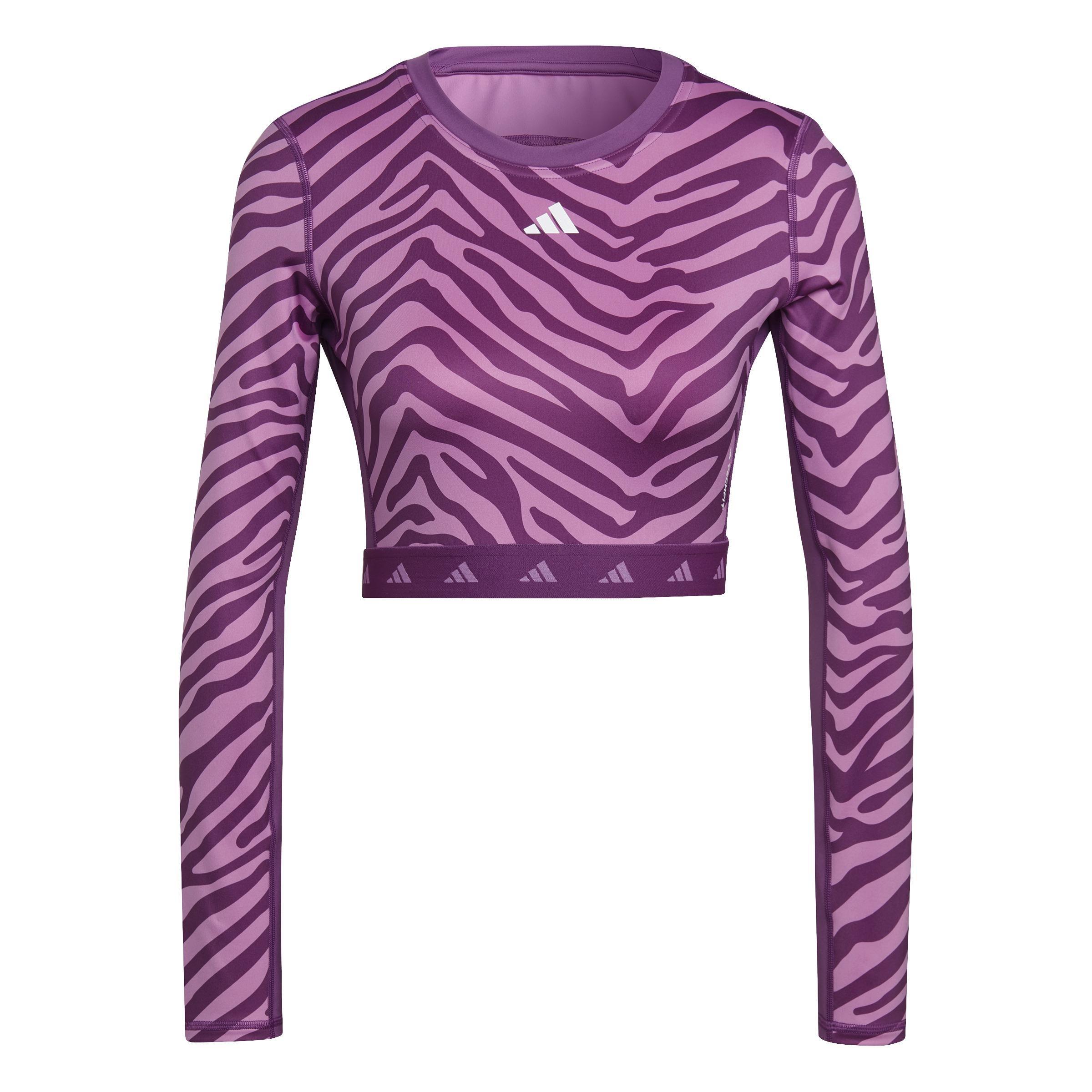 Hyperglam Techfit Crop Long-Sleeve Top Zebra Long-Sleeve Top, Multicolour, A901_ONE, large image number 0