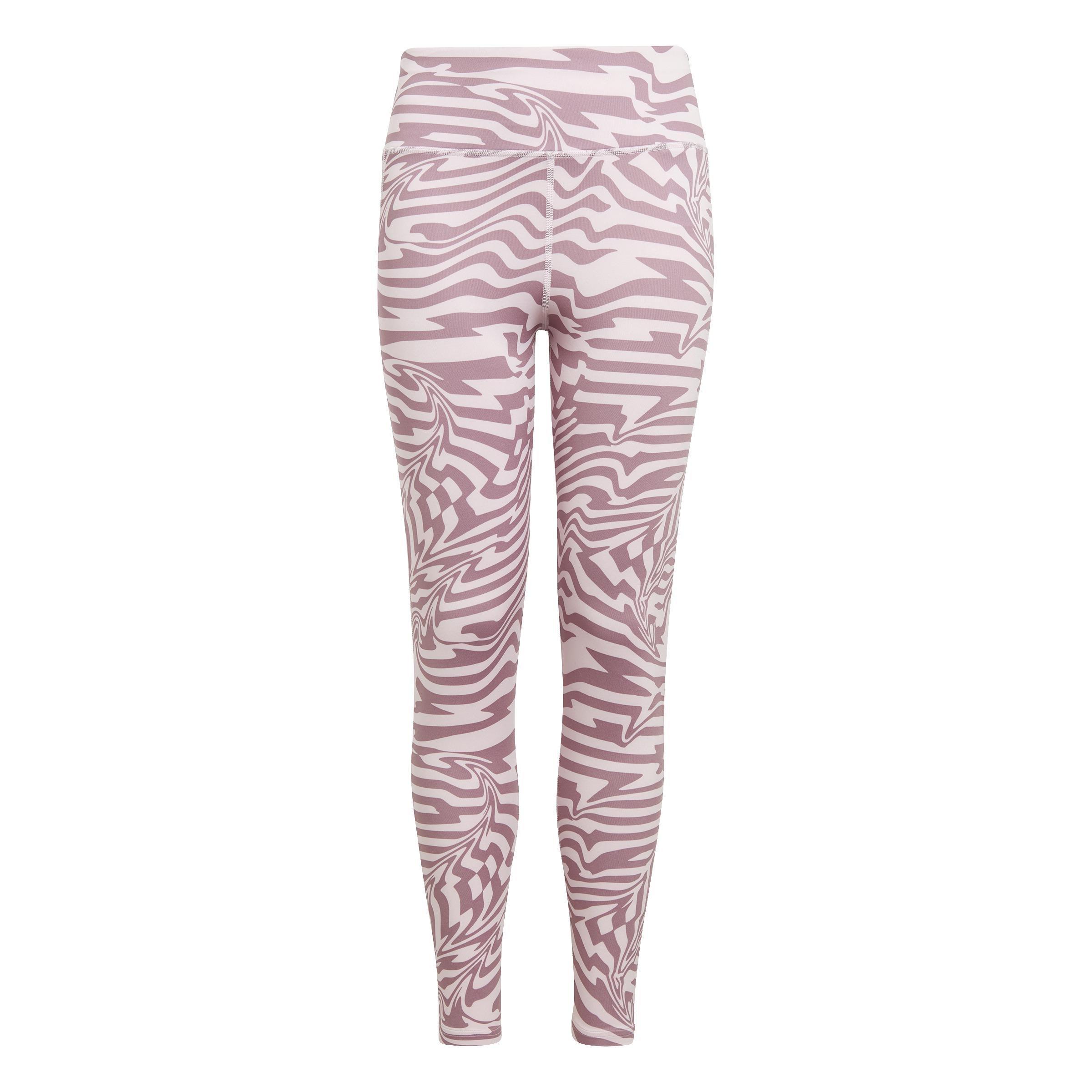 Kids Allover Print Optime 7/8 High-Rise Pocket Leggings, Pink, , large image number 1