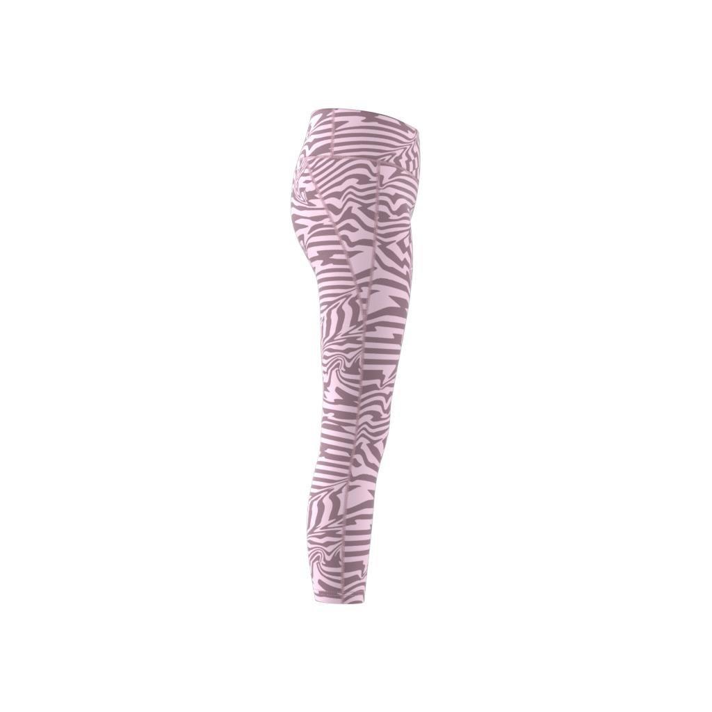 Kids Allover Print Optime 7/8 High-Rise Pocket Leggings, Pink, , large image number 8