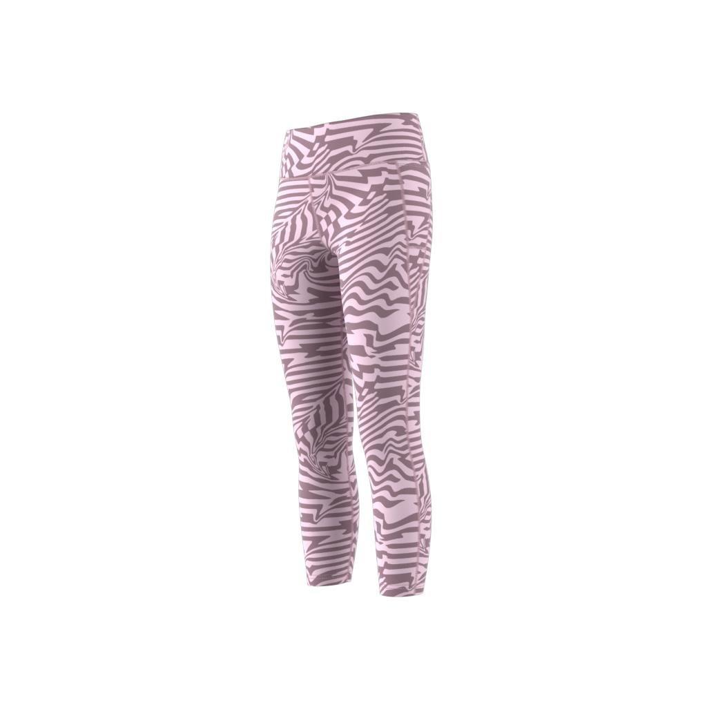 Kids Allover Print Optime 7/8 High-Rise Pocket Leggings, Pink, , large image number 9