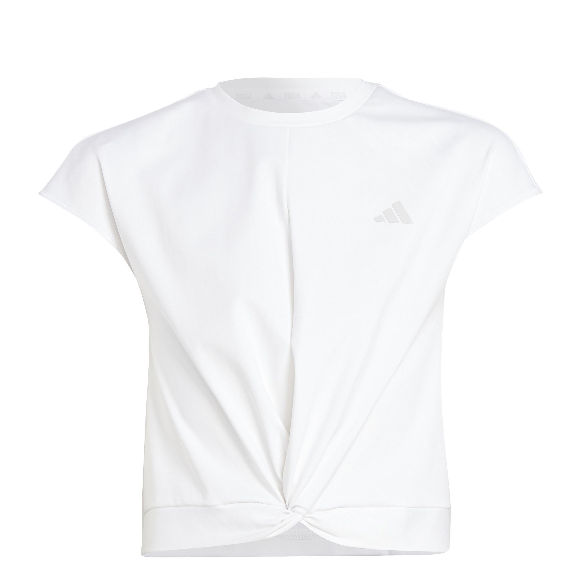 Kids Yoga Aeroready Crop Slim T-Shirt, White, A901_ONE, large image number 1