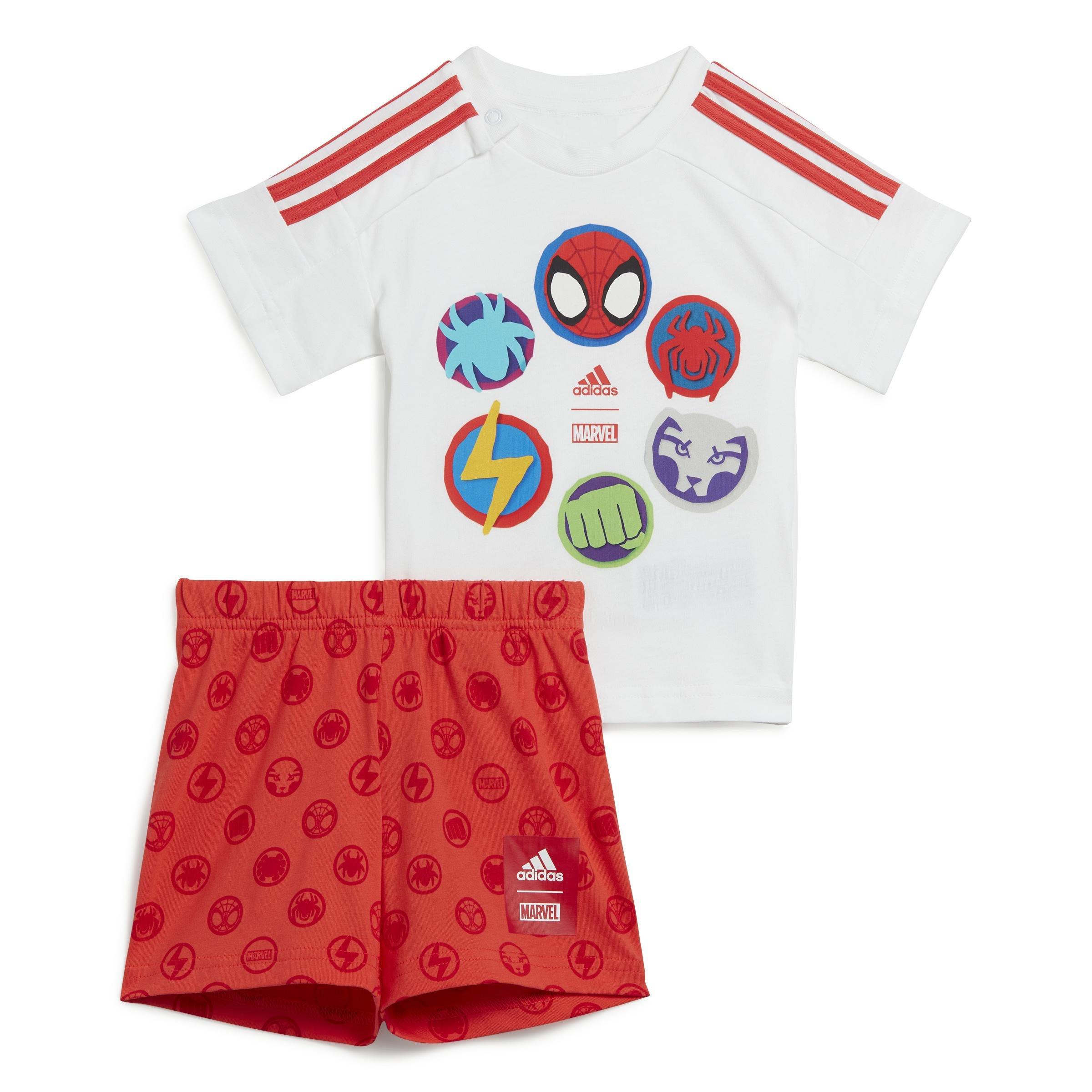Unisex Kids Marvel Spider-Man Tee And Shorts Set, White, A901_ONE, large image number 0