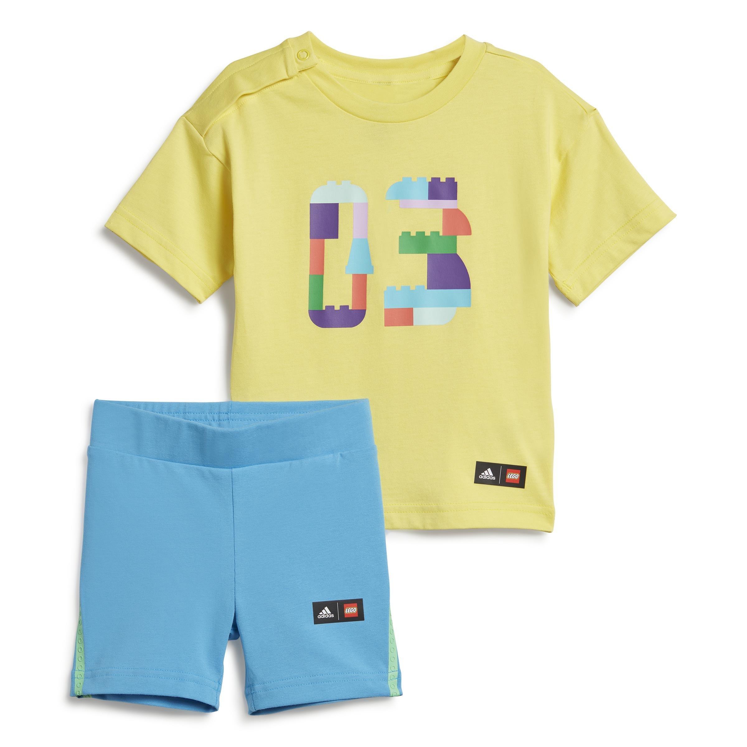 Unisex Kids Classic Lego Tee And Short Leggings Set, Yellow, A901_ONE, large image number 0
